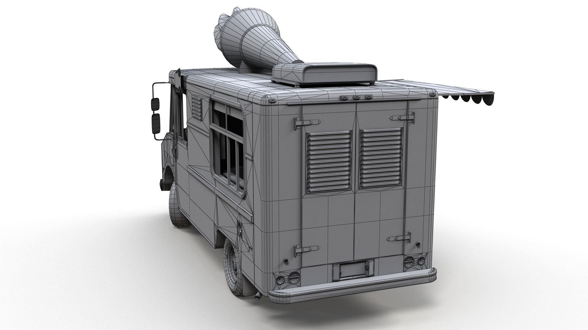 Ice Cream vintage truck Low-poly 3D model_20