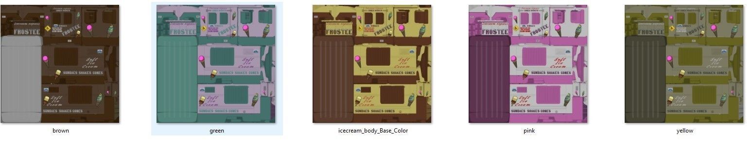 Ice Cream vintage truck Low-poly 3D model_49