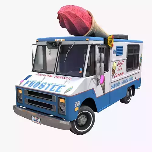 Ice Cream vintage truck Low-poly 3D model