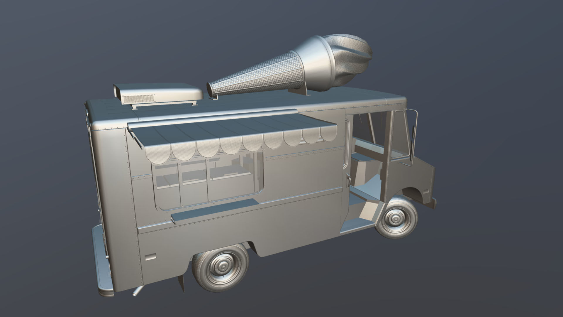 Ice Cream vintage truck Low-poly 3D model_37