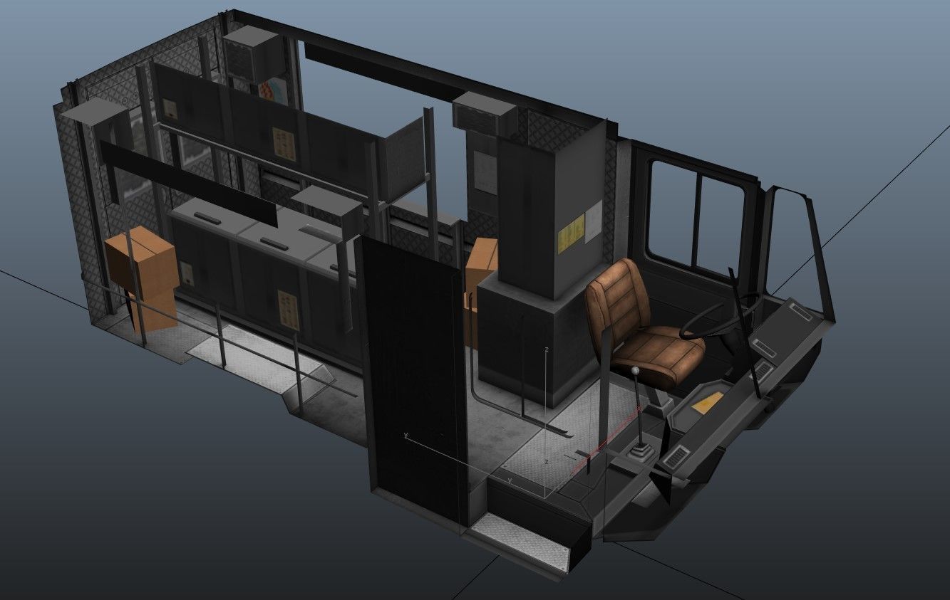 Ice Cream vintage truck Low-poly 3D model_44