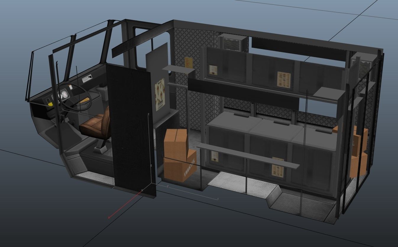 Ice Cream vintage truck Low-poly 3D model_45