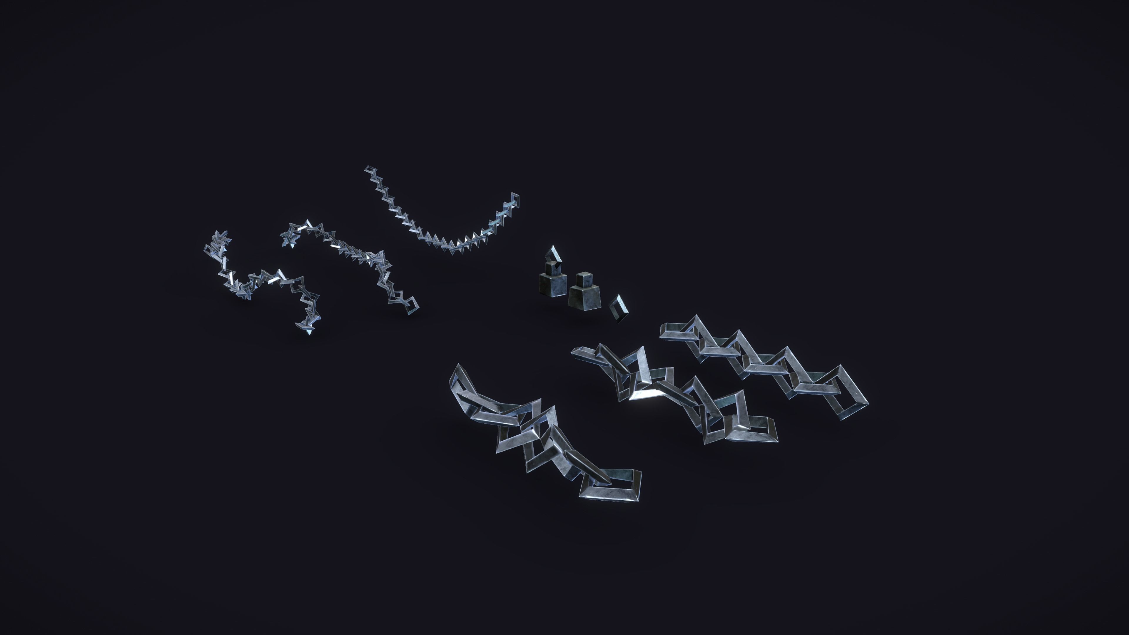 Stylized PBR Chains Pack Low-poly 3D model_7