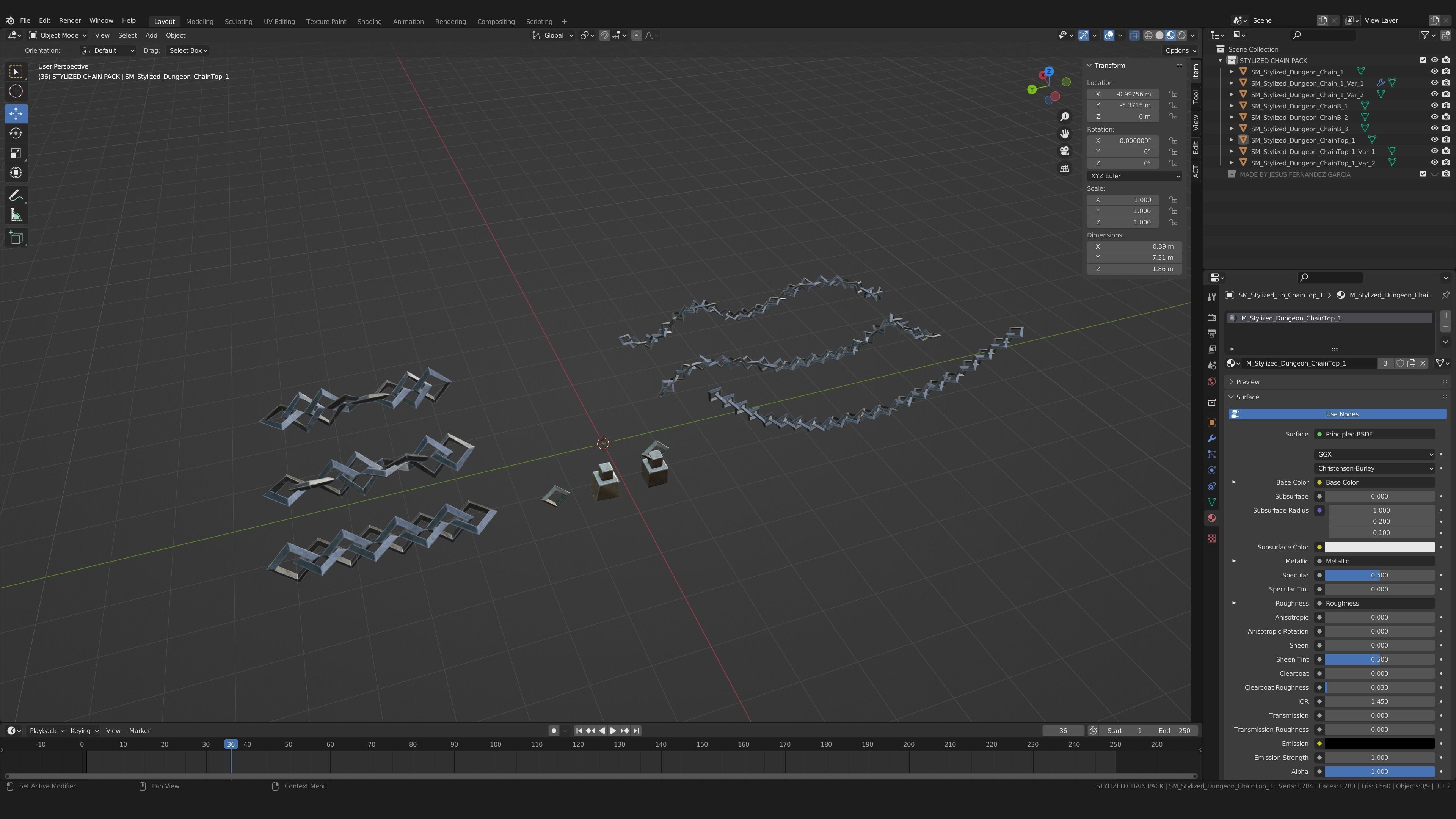 Stylized PBR Chains Pack Low-poly 3D model_6