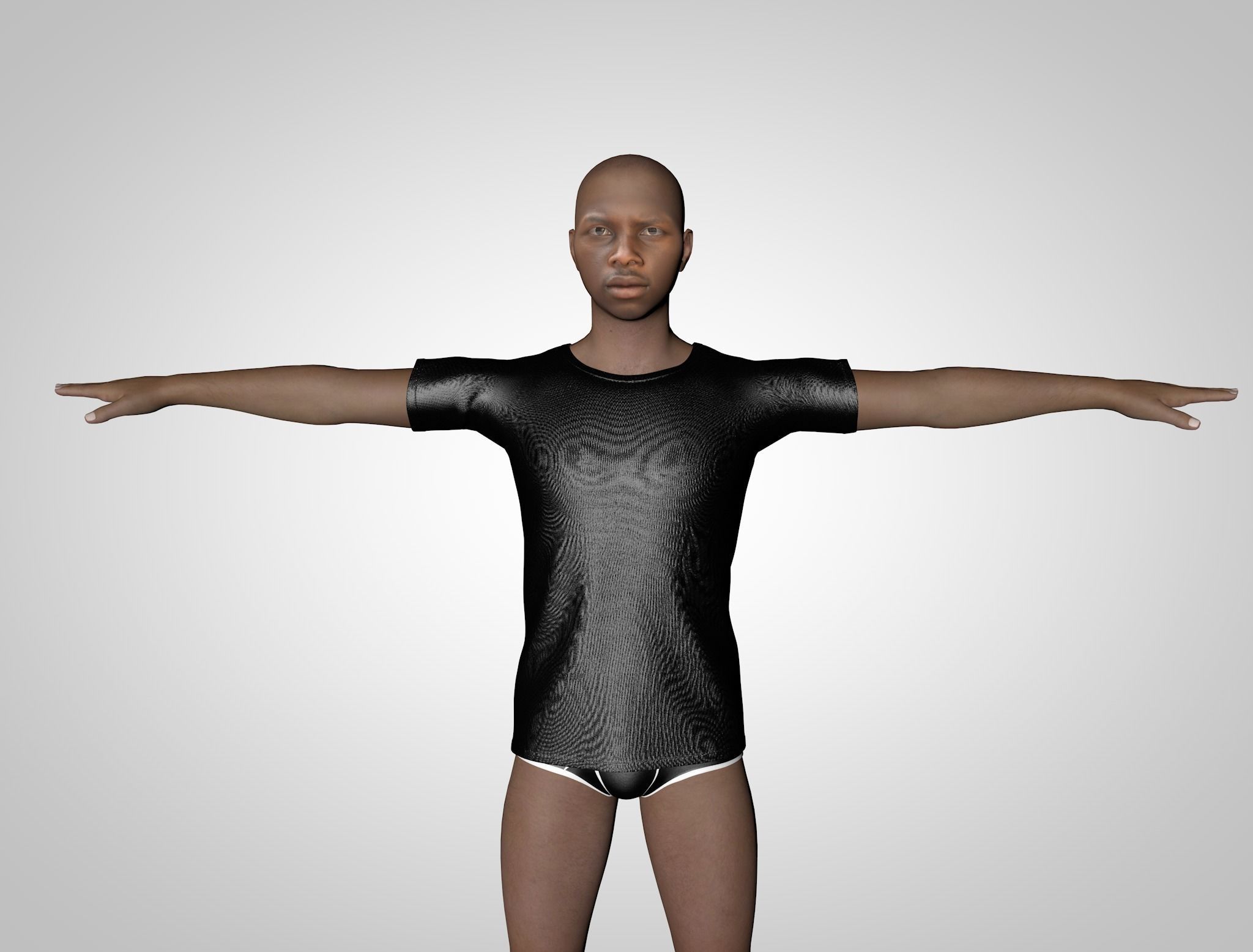 African Model man in swimsuit 3D model_5