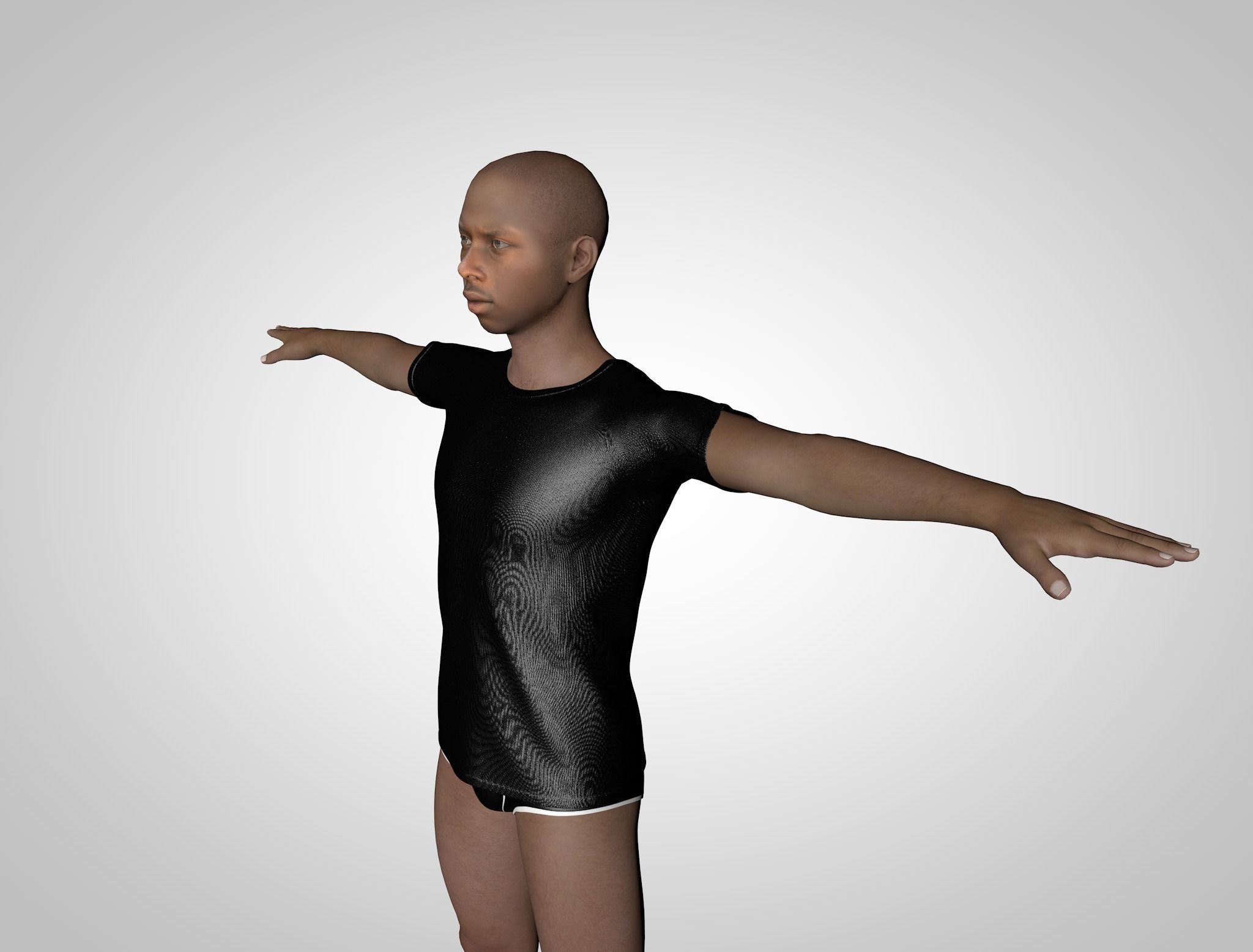African Model man in swimsuit 3D model_4