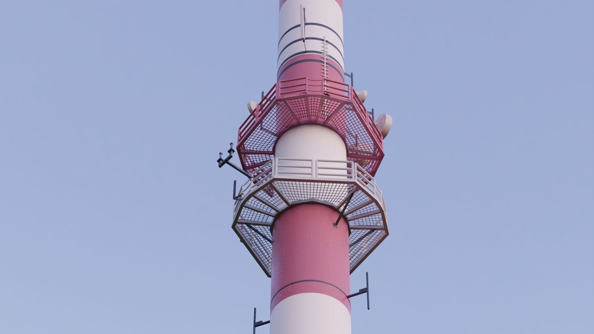 Military Transmission Mast Signalberg Damme Lower Saxony Germany Low-poly 3D model_4