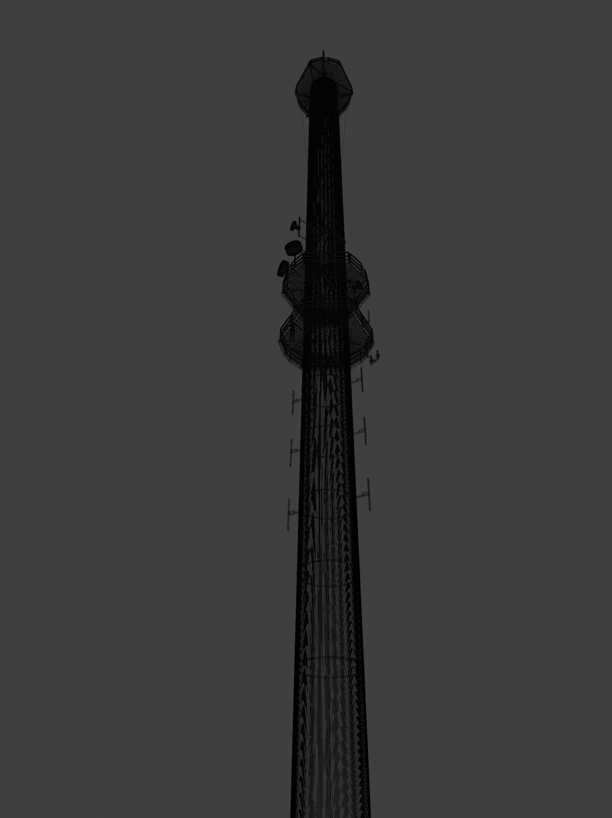 Military Transmission Mast Signalberg Damme Lower Saxony Germany Low-poly 3D model_1