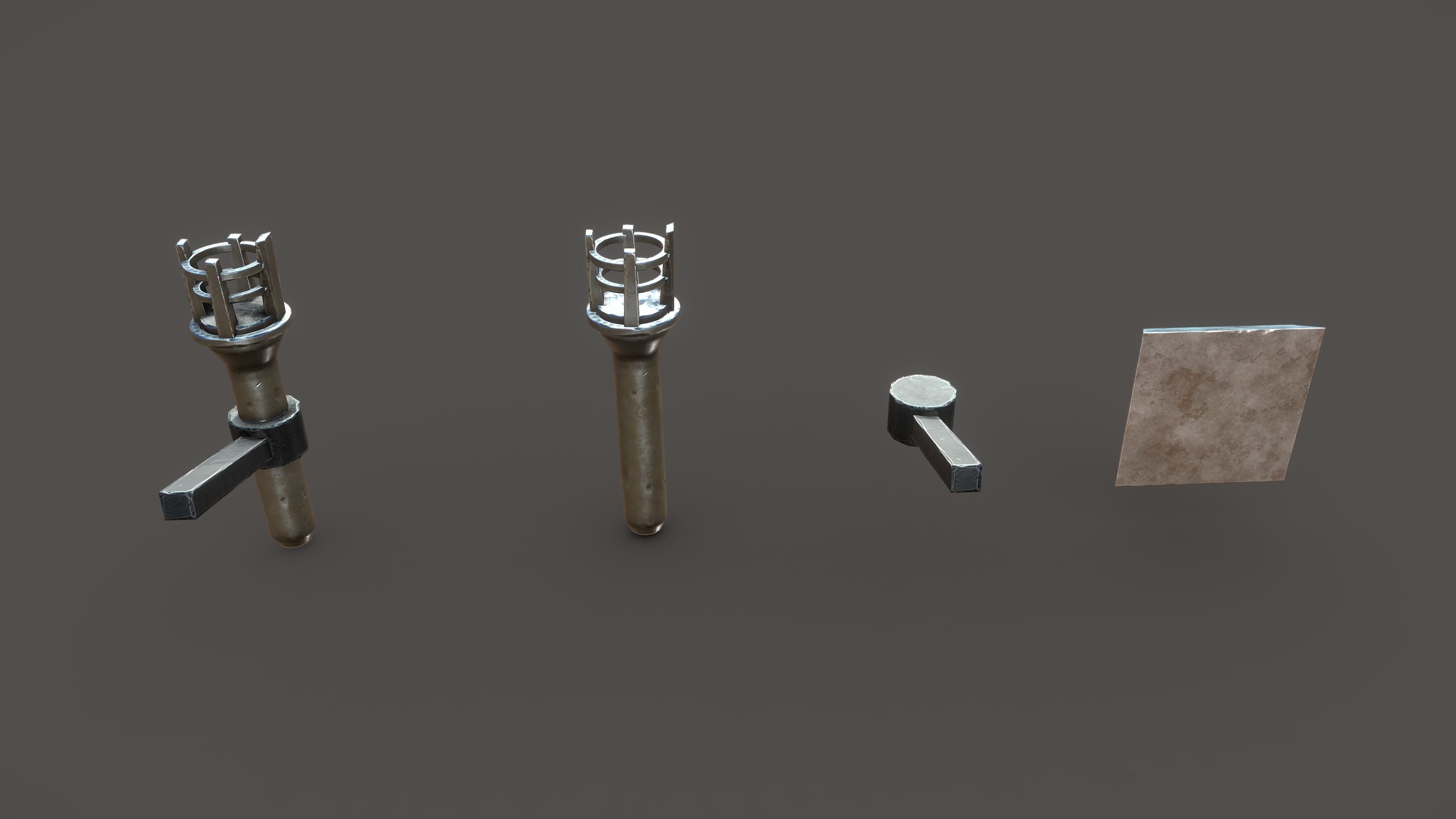 Stylized PBR Torch Small Pack Low-poly 3D model_12