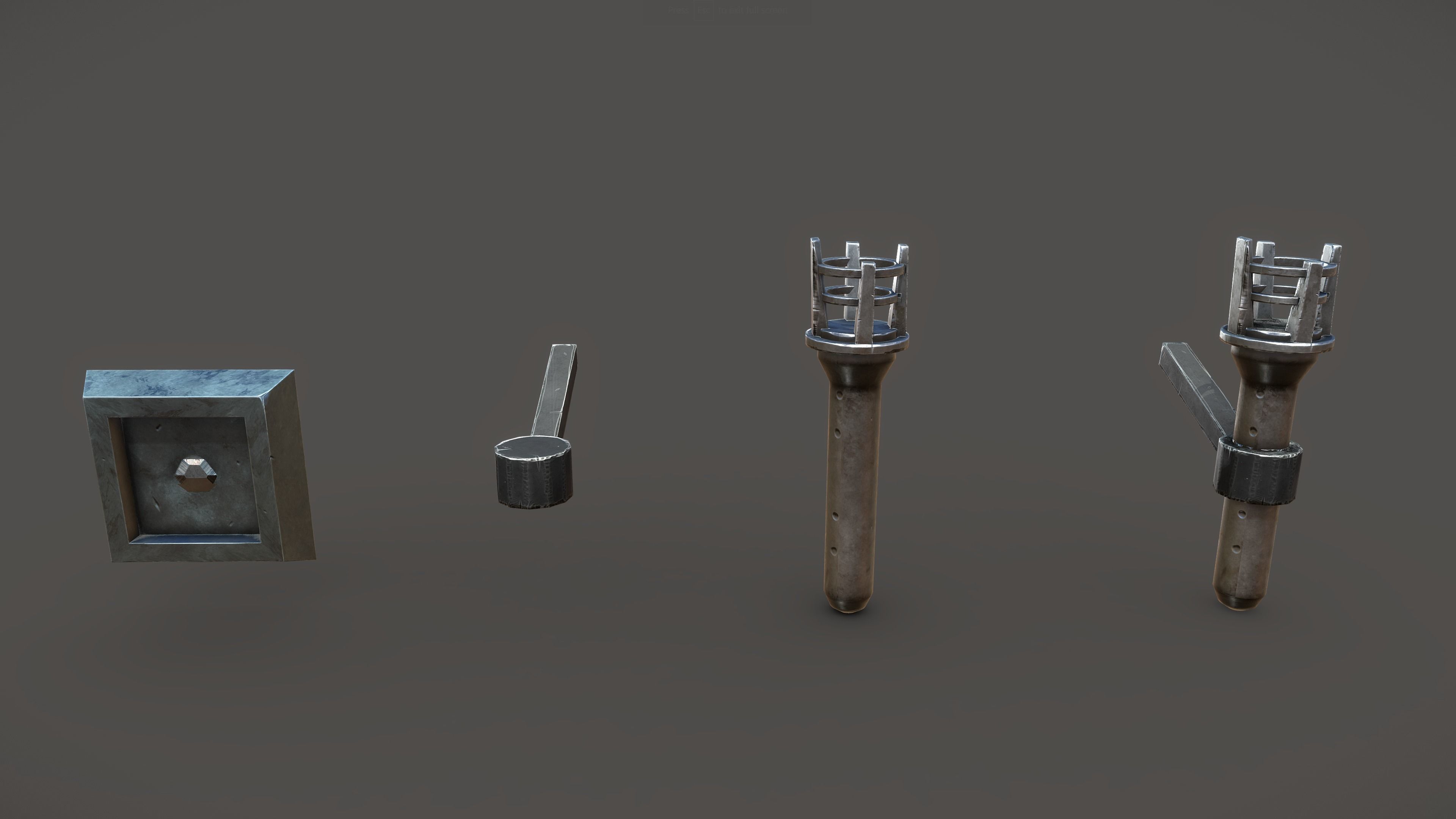 Stylized PBR Torch Small Pack Low-poly 3D model_2
