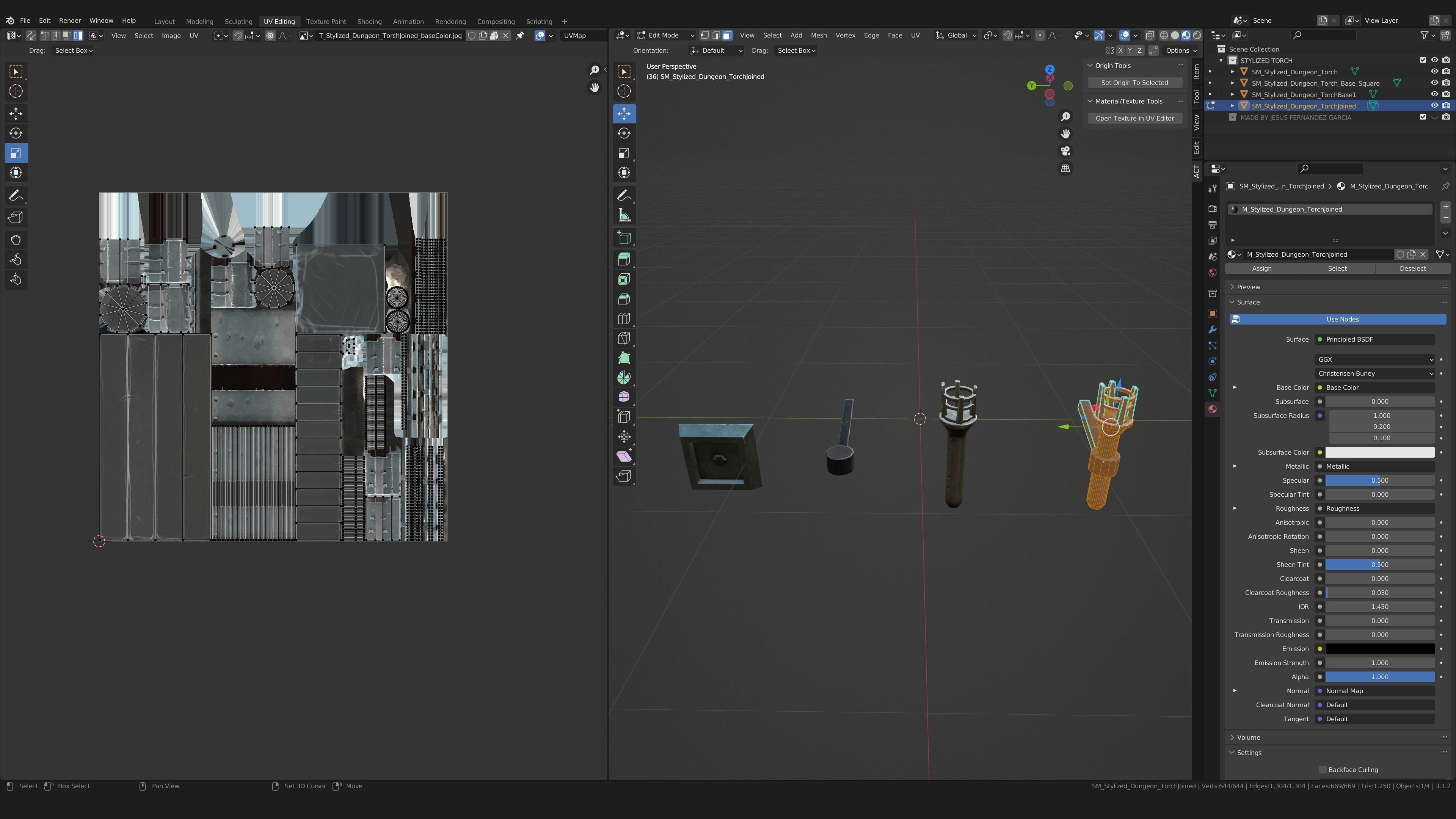 Stylized PBR Torch Small Pack Low-poly 3D model_5