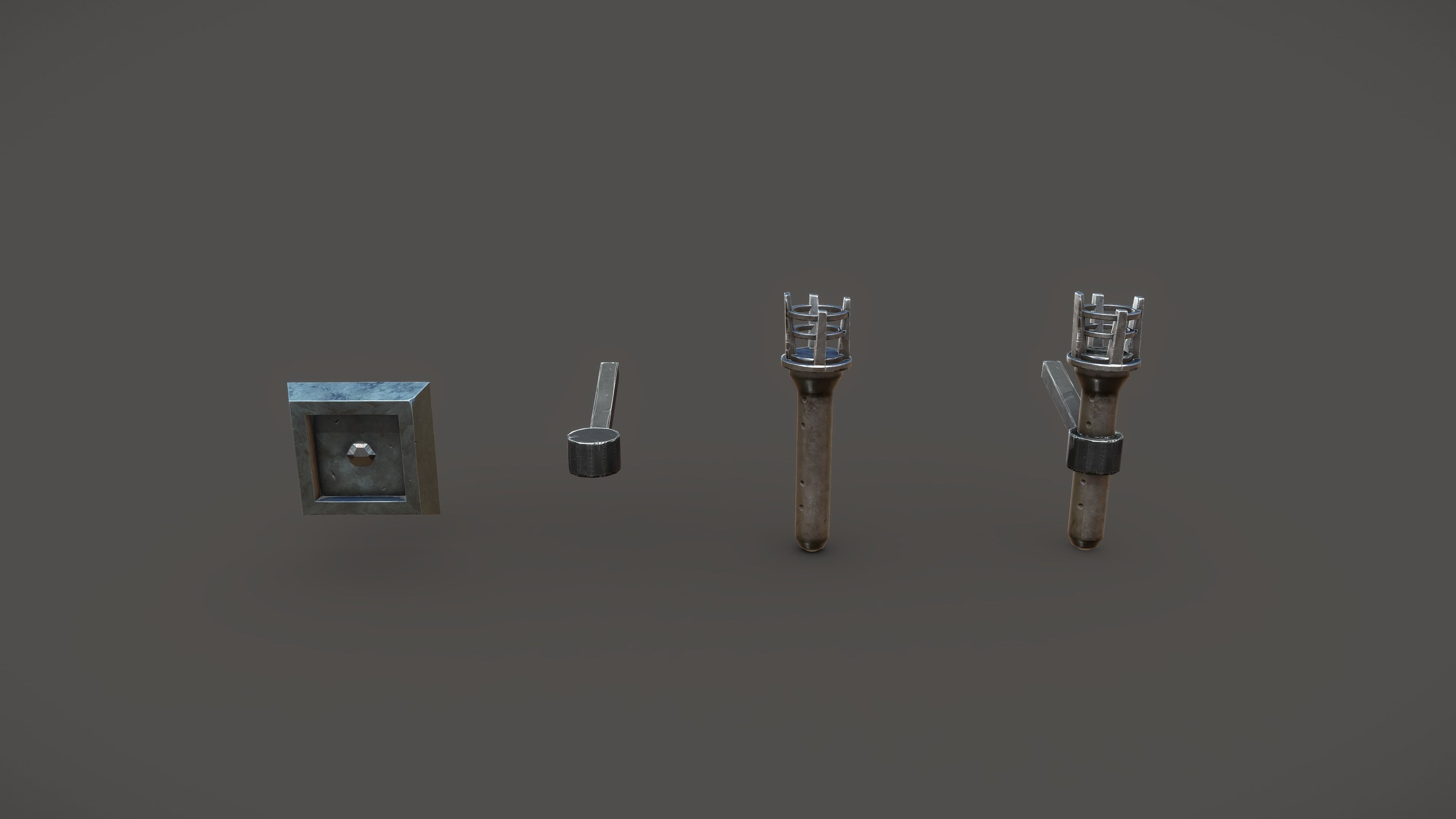 Stylized PBR Torch Small Pack Low-poly 3D model_1
