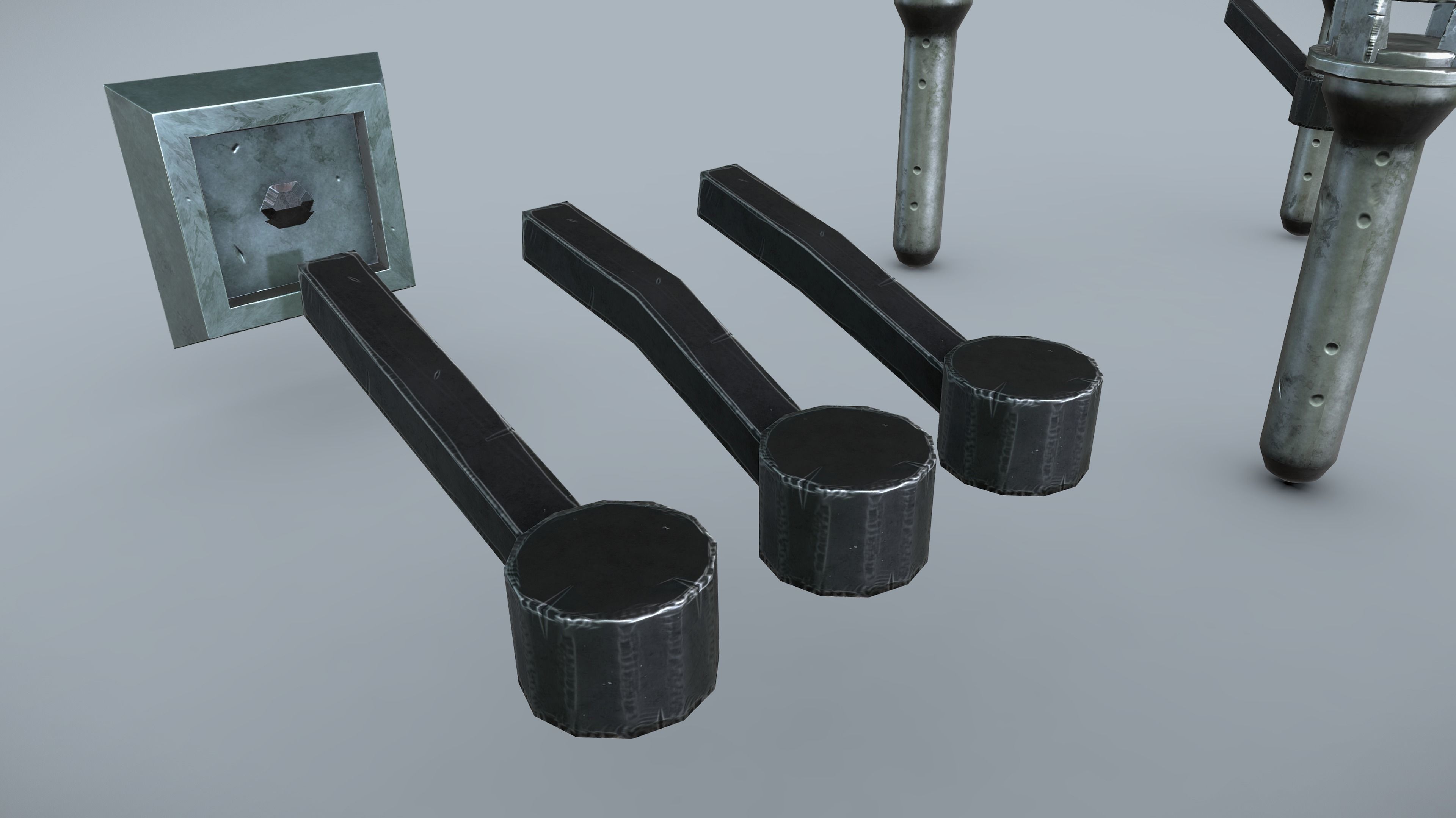 Stylized PBR Torches Pack Low-poly 3D model_6