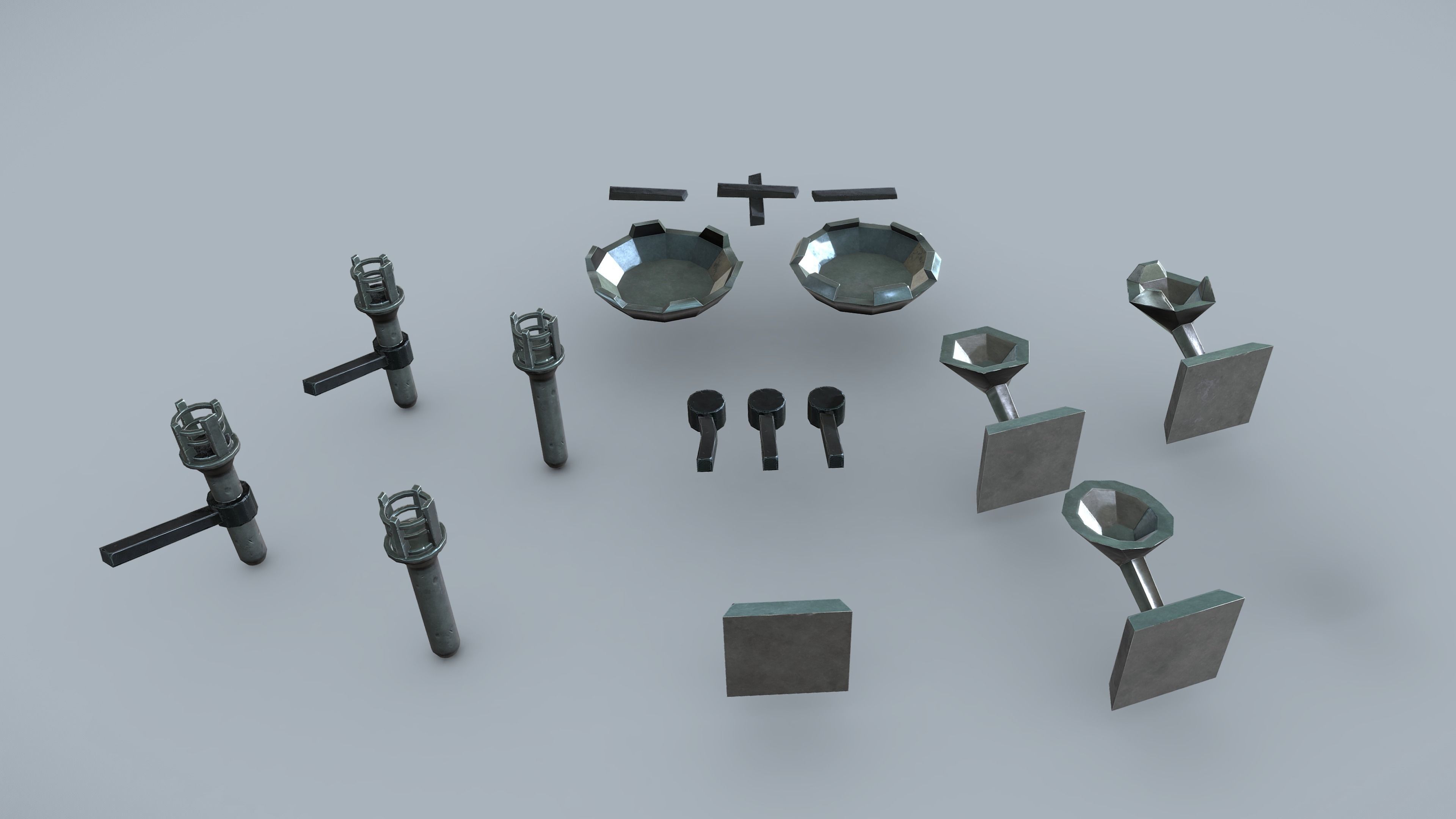 Stylized PBR Torches Pack Low-poly 3D model_7