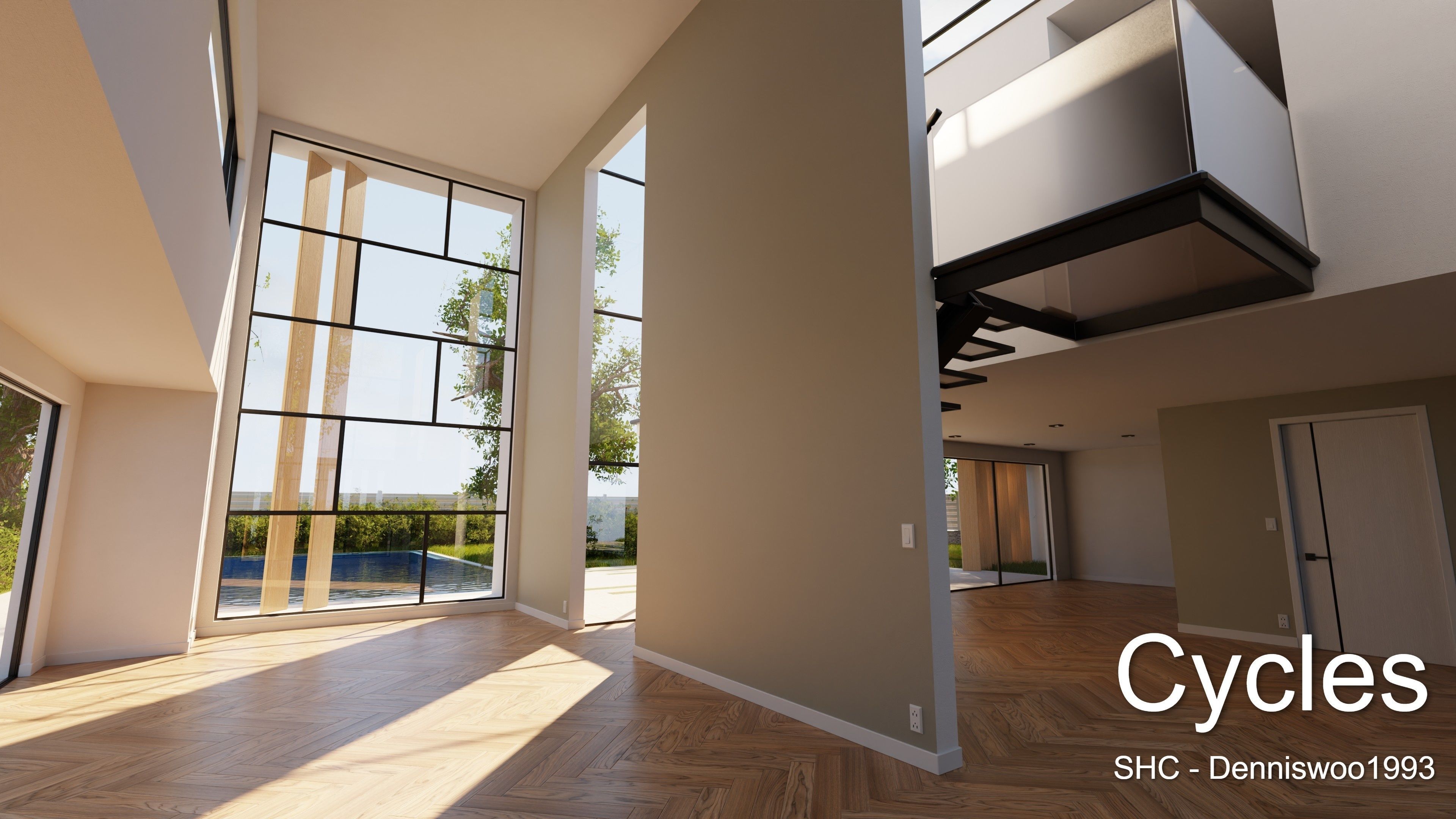 Modern villa 2021 Blender Eevee and Cycles 2 without furniture Low-poly 3D model_3