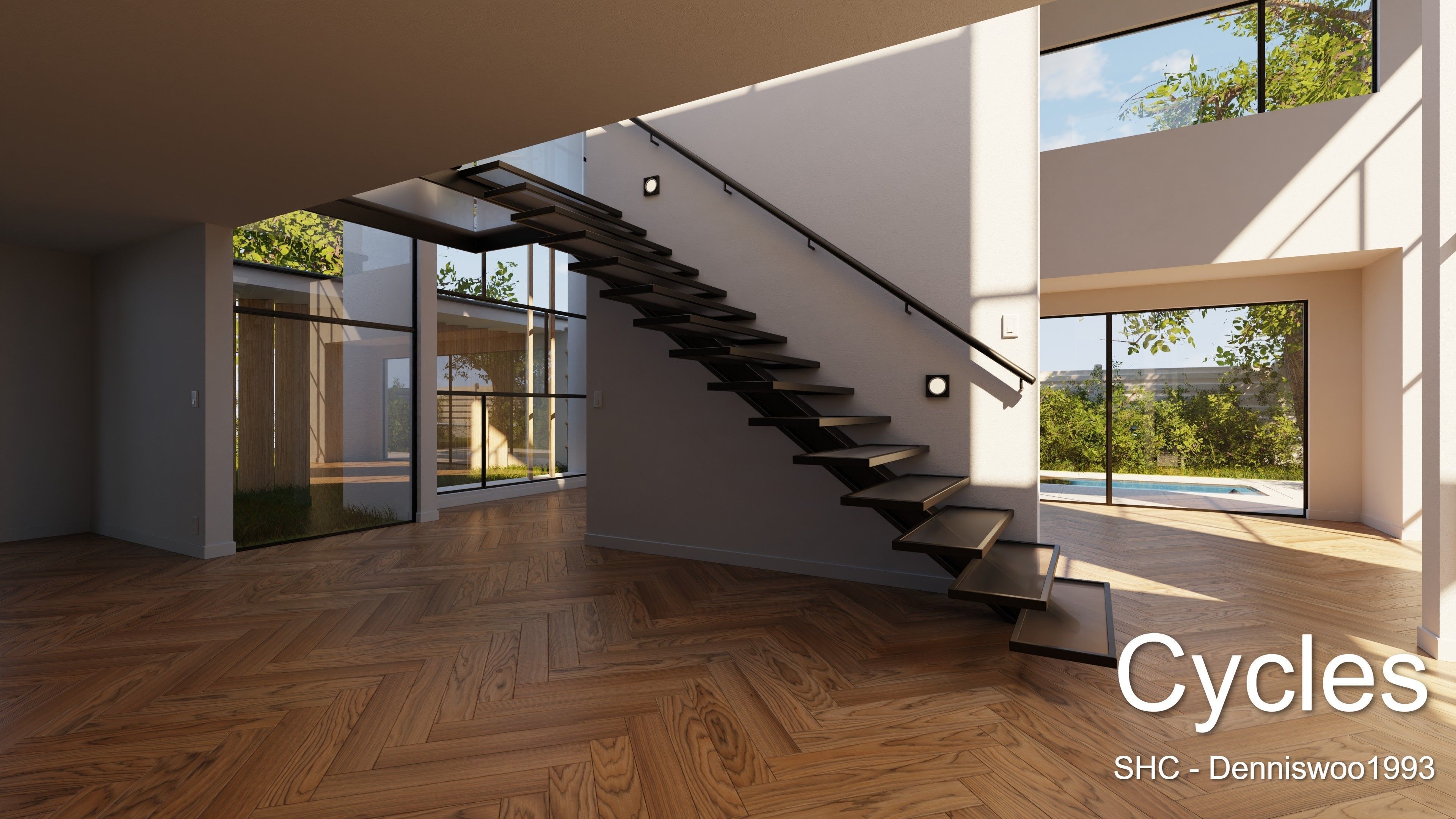 Modern villa 2021 Blender Eevee and Cycles 2 without furniture Low-poly 3D model_6