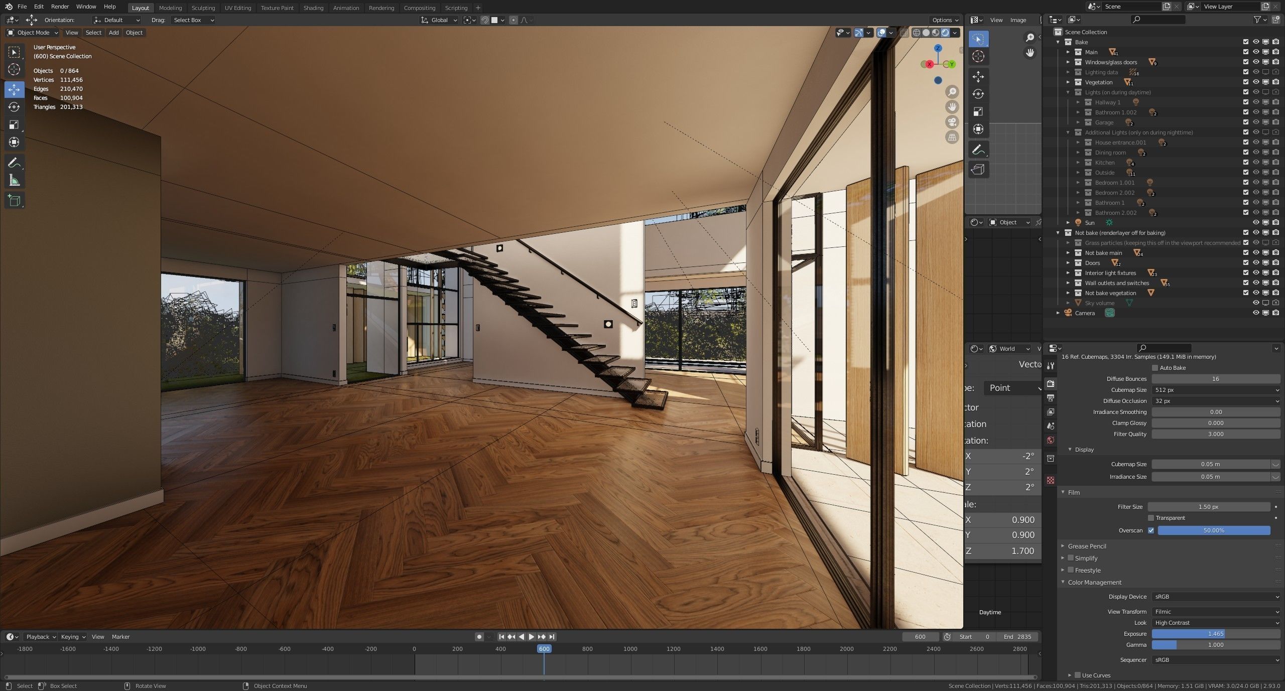 Modern villa 2021 Blender Eevee and Cycles 2 without furniture Low-poly 3D model_29