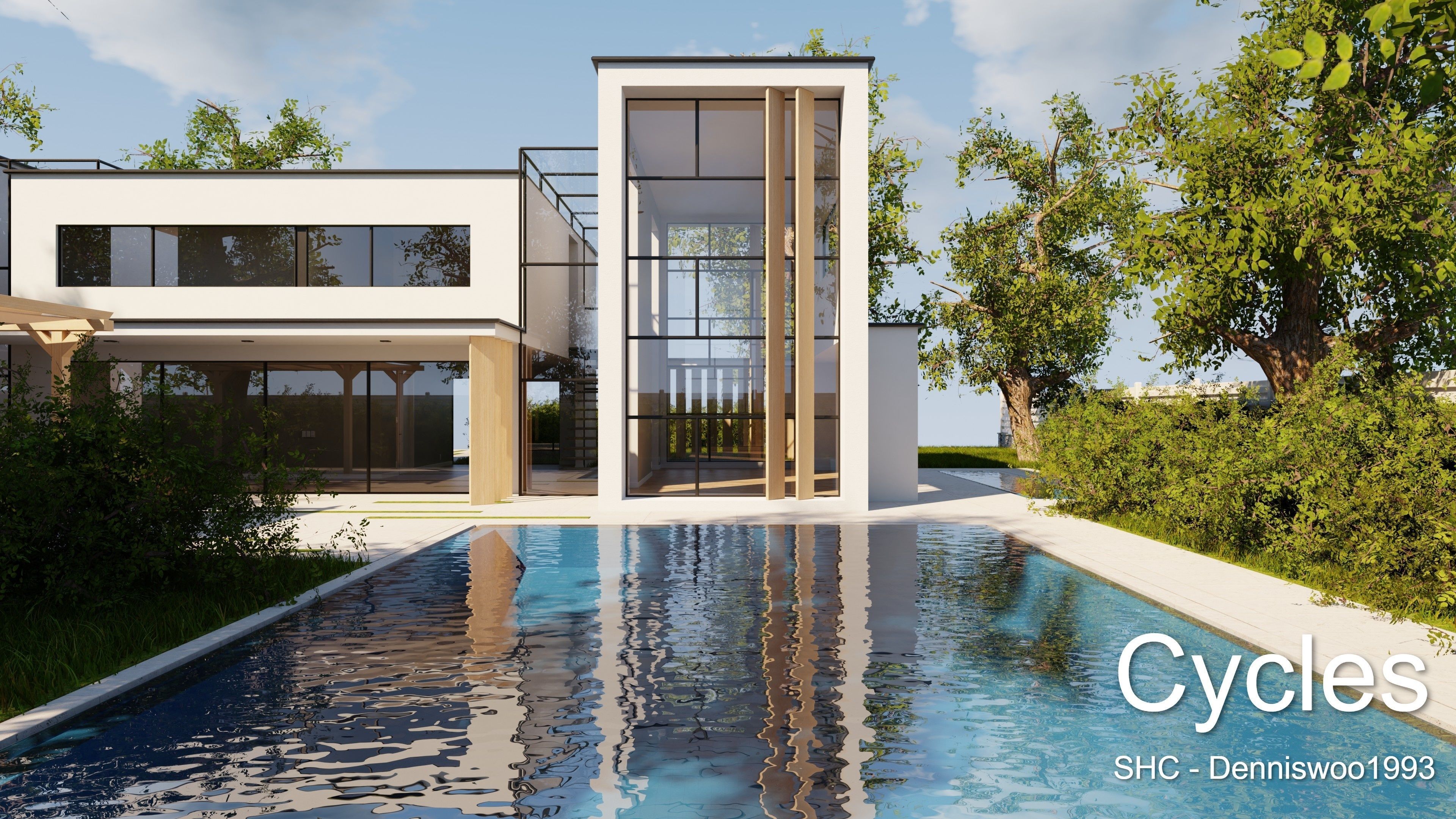 Modern villa 2021 Blender Eevee and Cycles 2 without furniture Low-poly 3D model_2