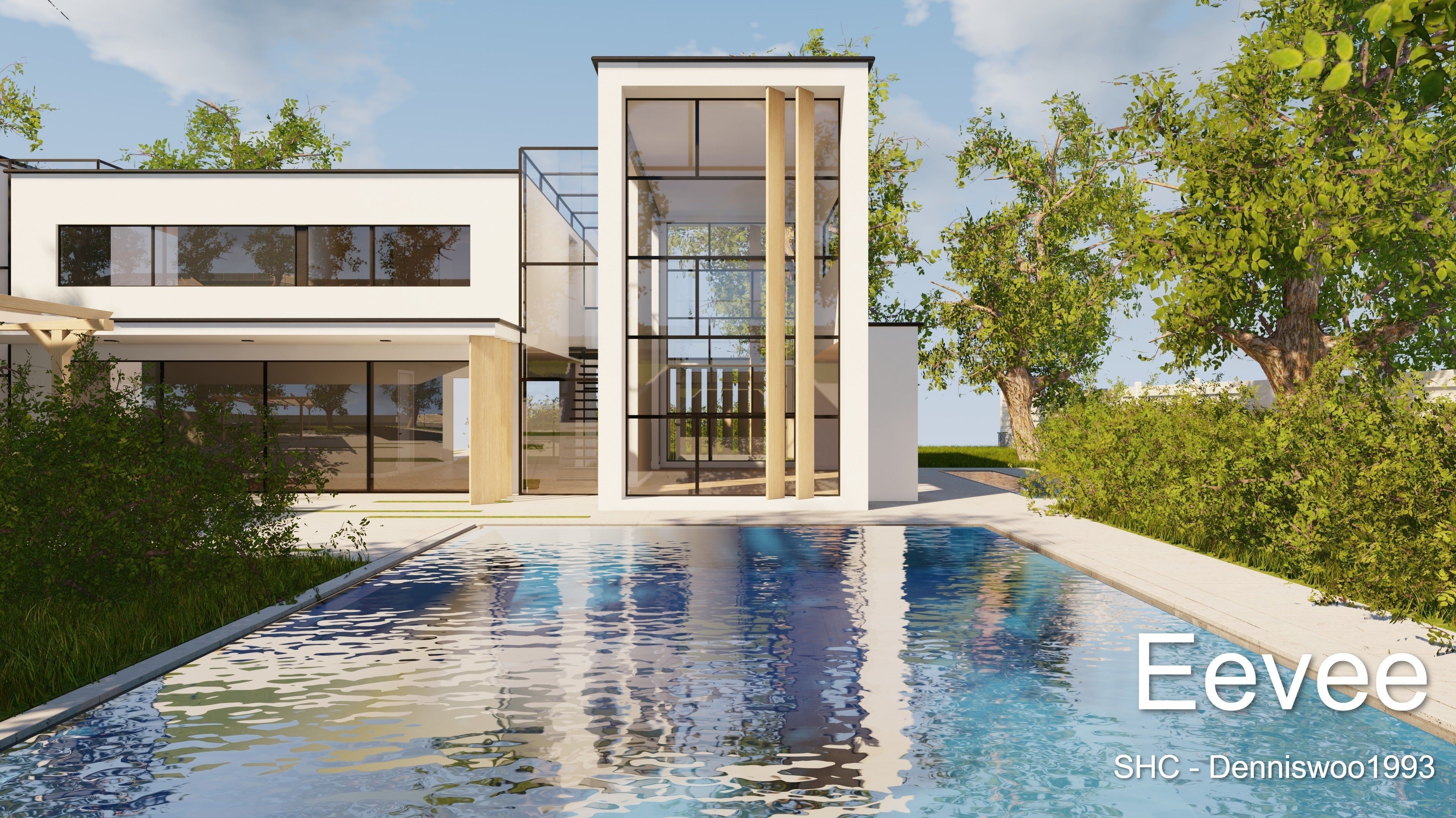 Modern villa 2021 Blender Eevee and Cycles 2 without furniture Low-poly 3D model_19