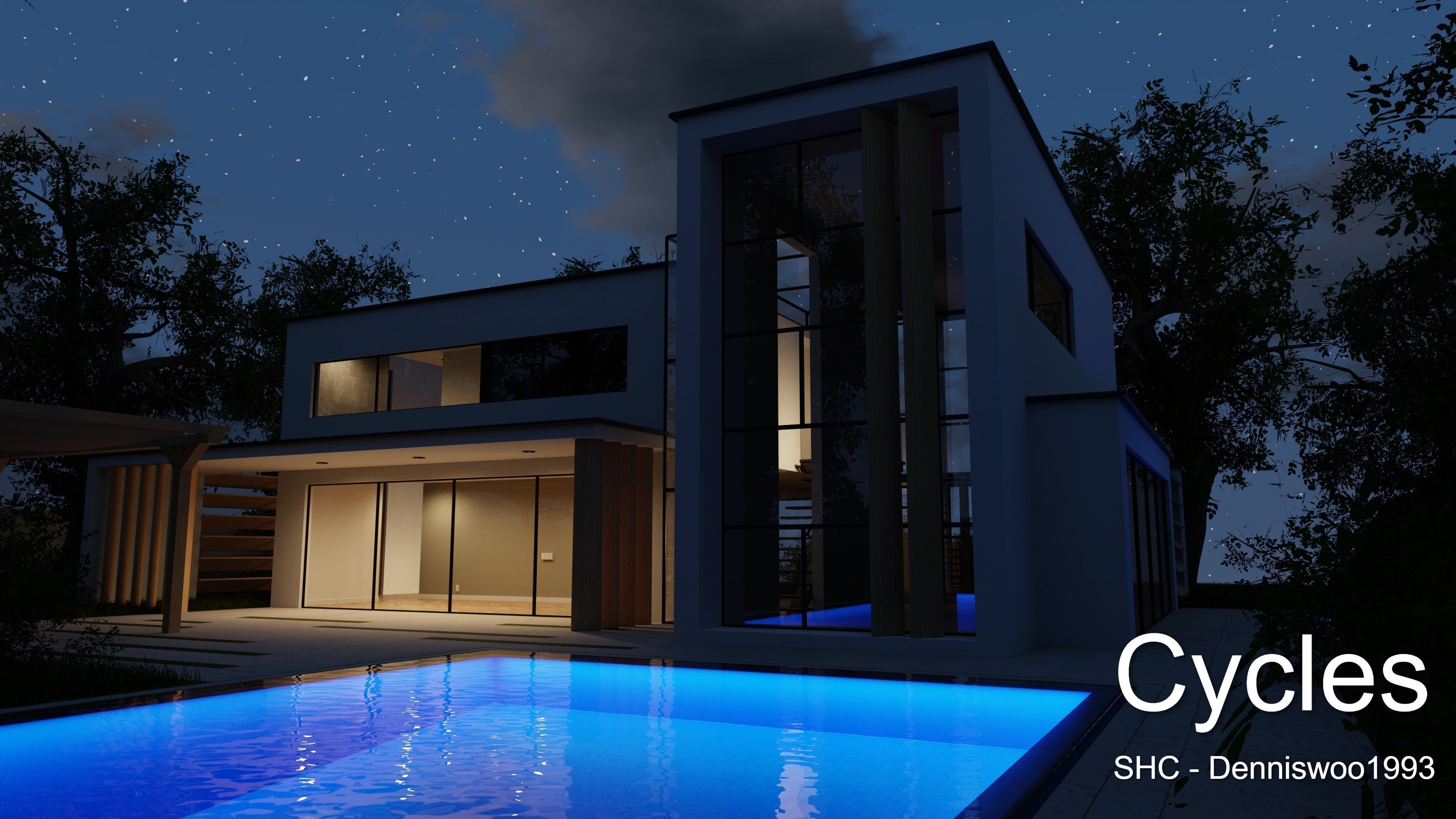 Modern villa 2021 Blender Eevee and Cycles 2 without furniture Low-poly 3D model_4