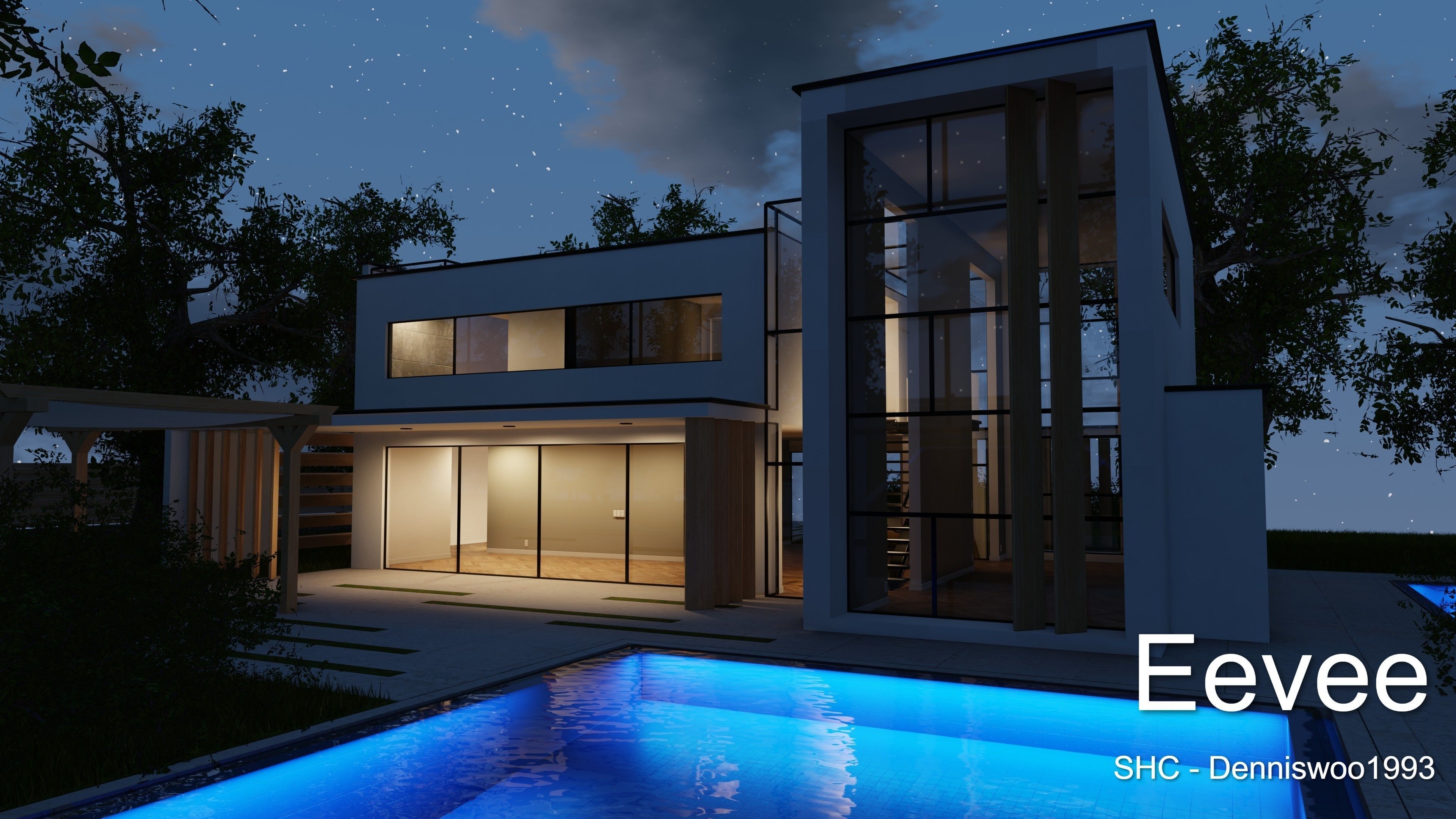 Modern villa 2021 Blender Eevee and Cycles 2 without furniture Low-poly 3D model_18