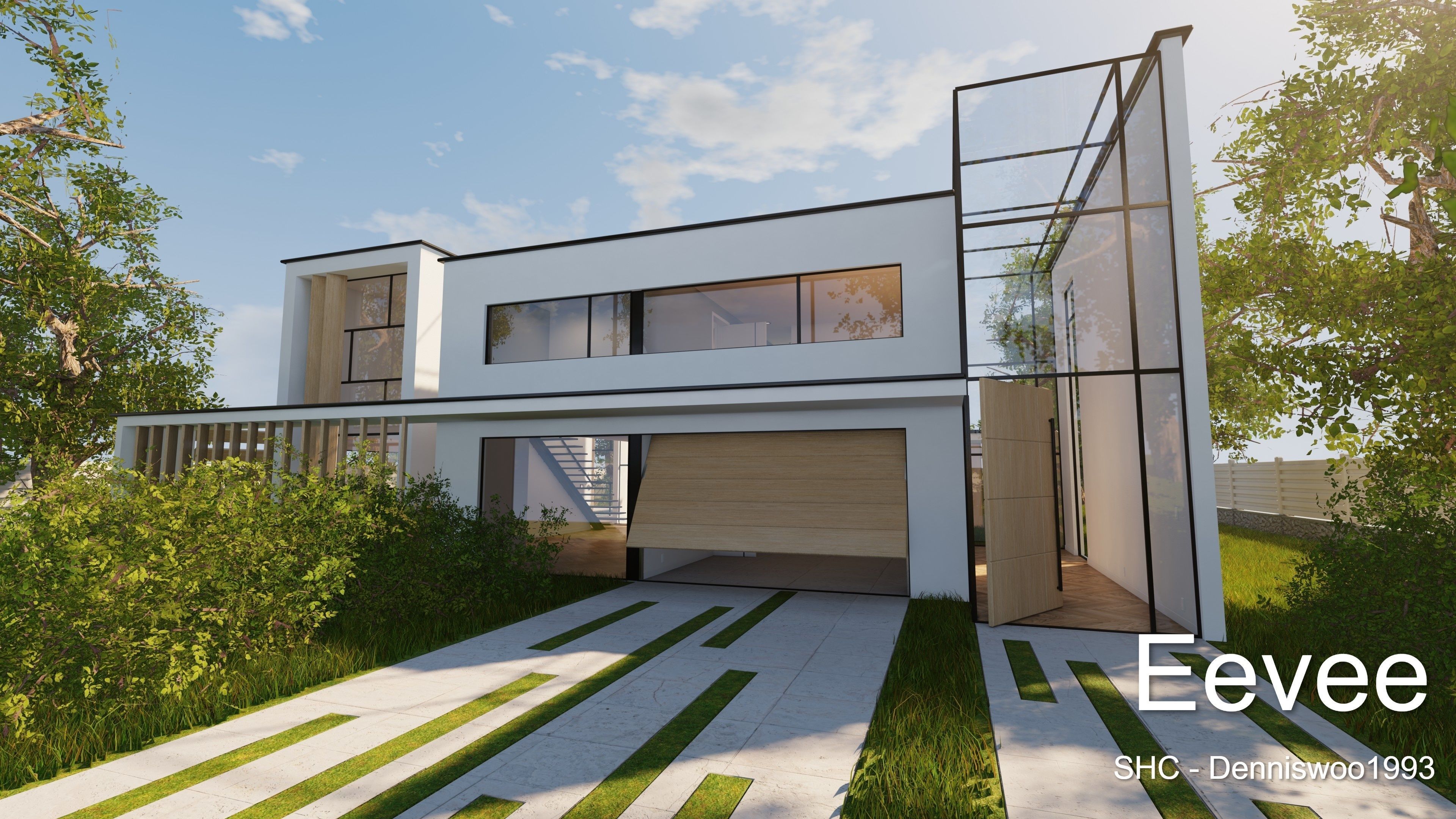 Modern villa 2021 Blender Eevee and Cycles 2 without furniture Low-poly 3D model_26