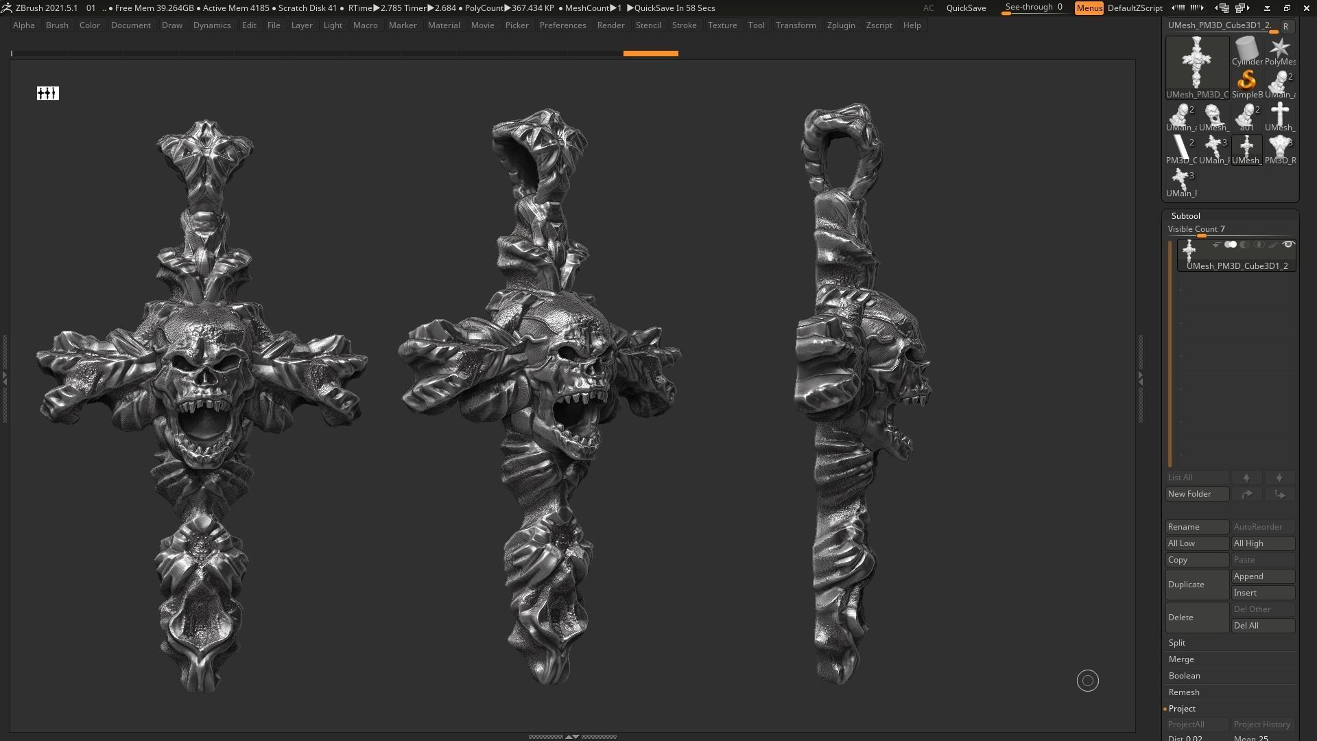 Skull cross Pendant 3d print model 17 3D print model_3