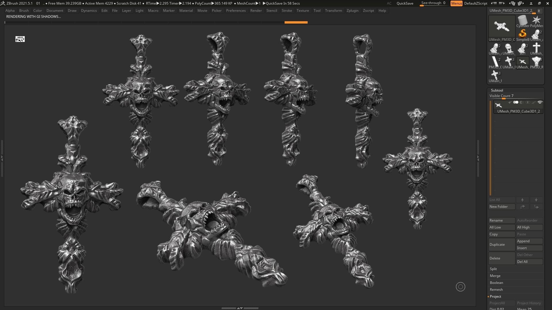 Skull cross Pendant 3d print model 17 3D print model_8