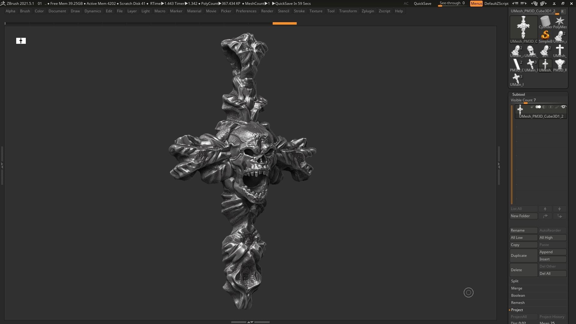 Skull cross Pendant 3d print model 17 3D print model_4
