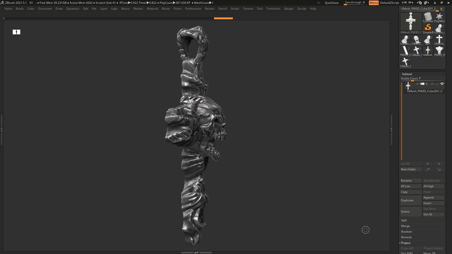 Skull cross Pendant 3d print model 17 3D print model_6