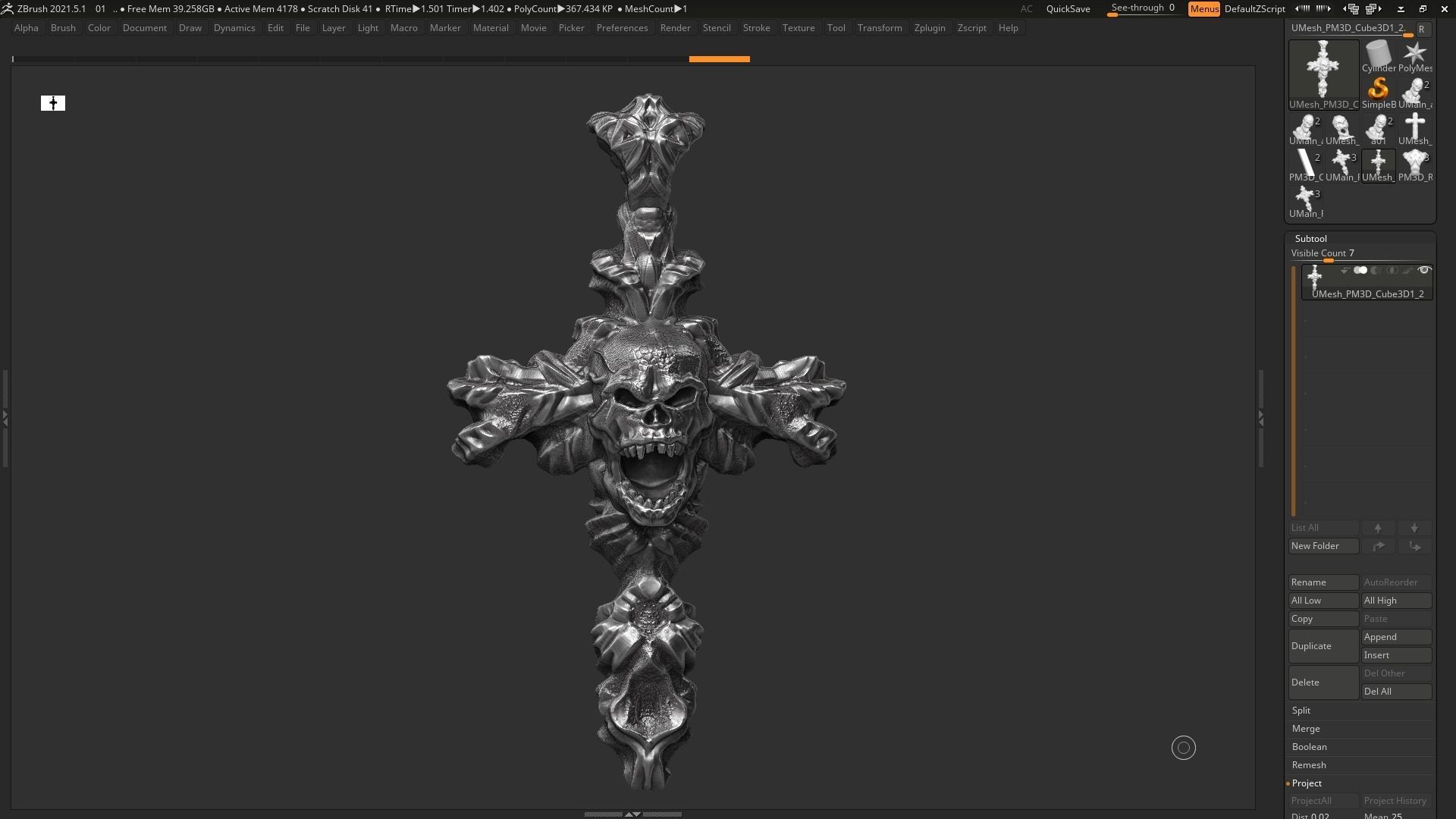 Skull cross Pendant 3d print model 17 3D print model_2