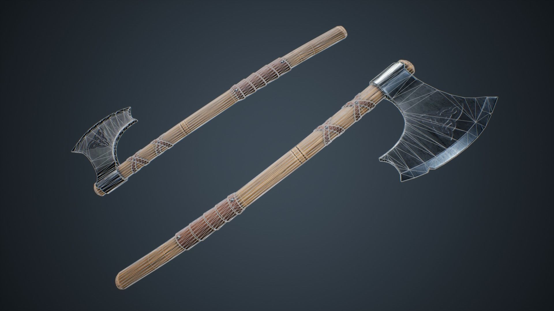 Viking Weapons - Medium Axe III Low-poly 3D model_3
