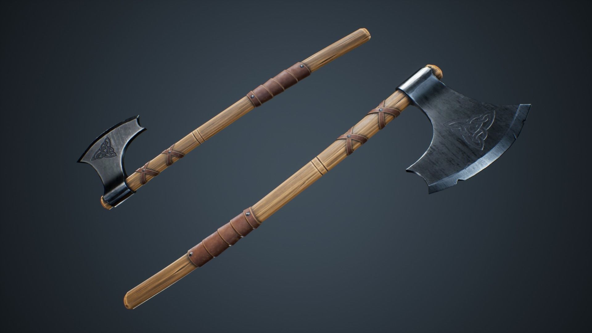 Viking Weapons - Medium Axe III Low-poly 3D model_2