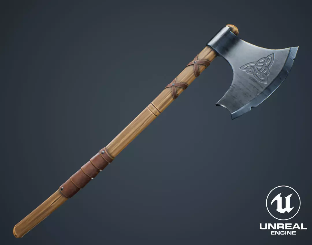 Viking Weapons - Medium Axe III Low-poly 3D model_0