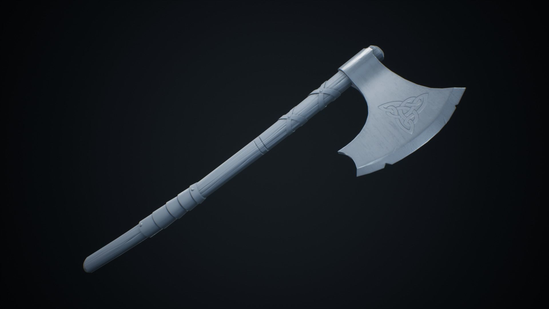 Viking Weapons - Medium Axe III Low-poly 3D model_5