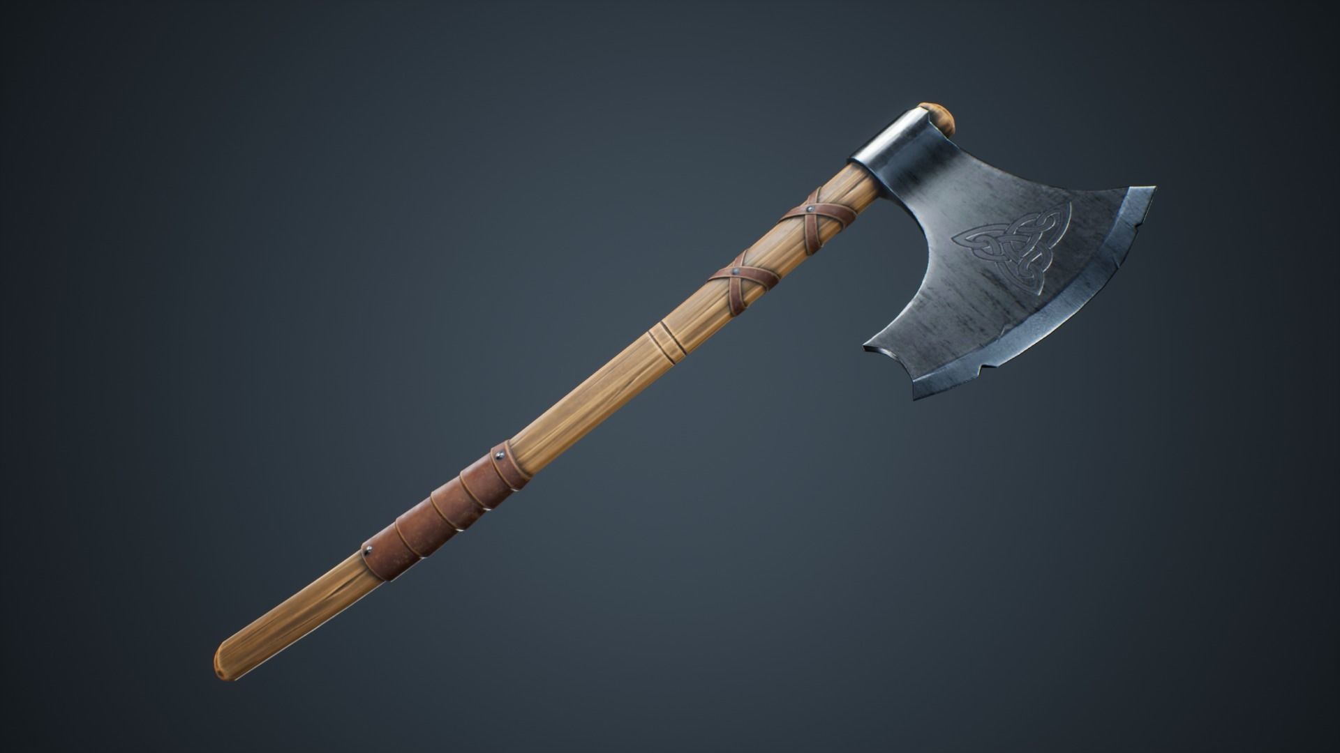Viking Weapons - Medium Axe III Low-poly 3D model_1