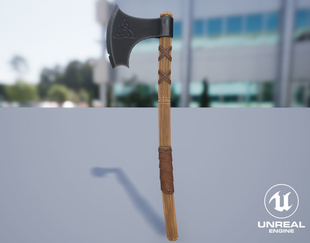 Viking Weapons - Medium Axe III Low-poly 3D model_6
