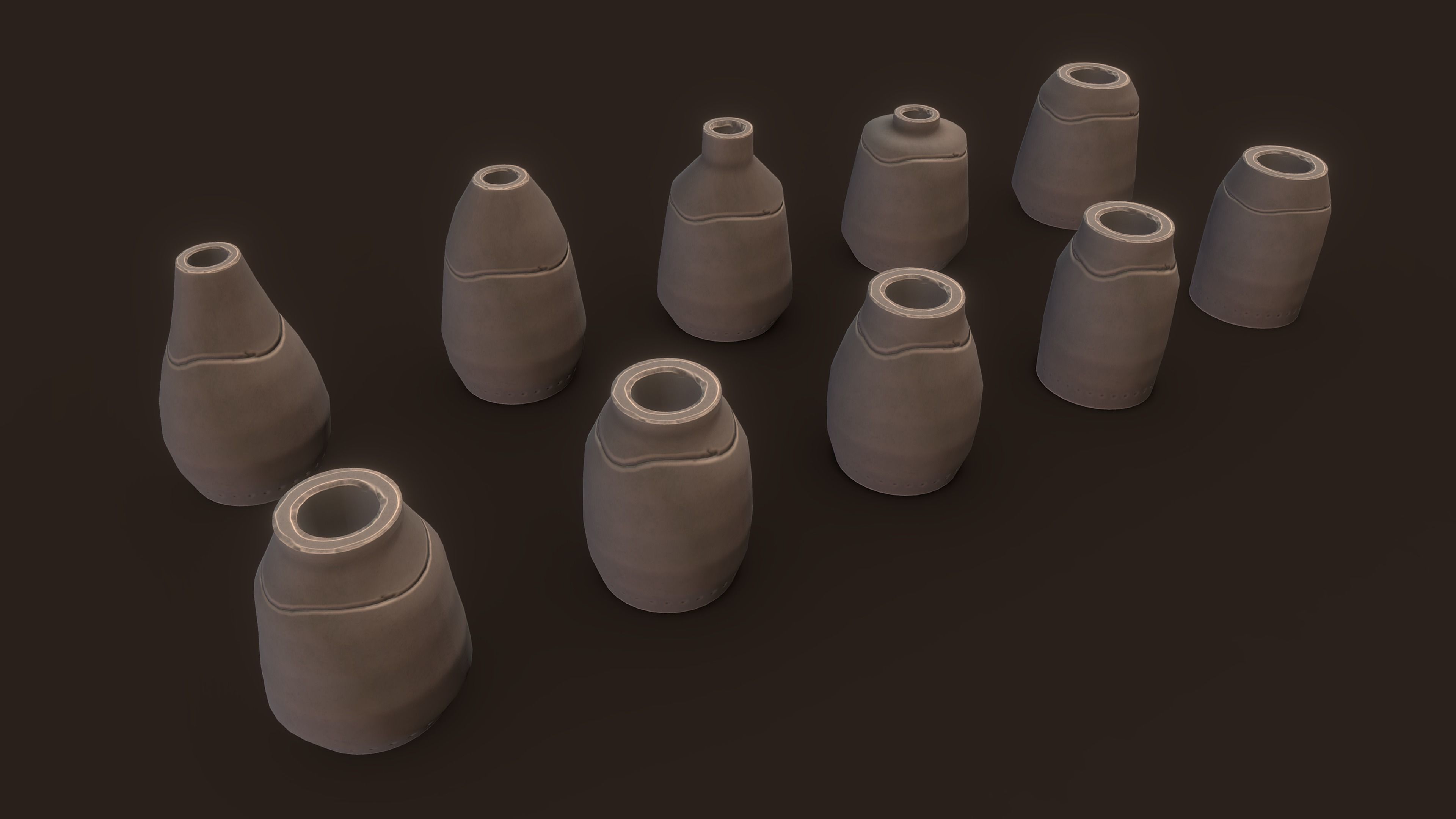 Stylized PBR Urn Pot 2 Pack Low-poly 3D model_1