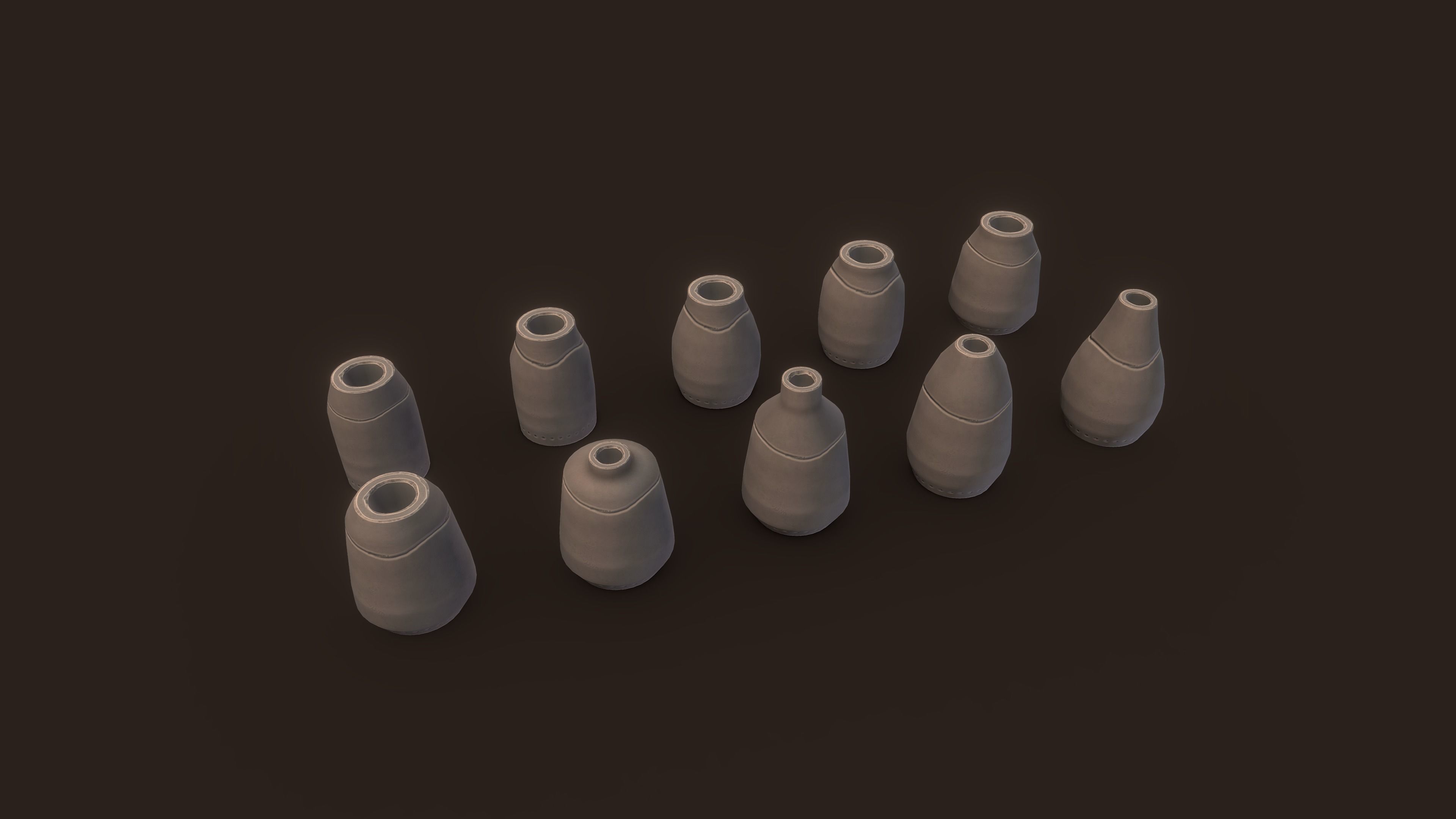 Stylized PBR Urn Pot 2 Pack Low-poly 3D model_3