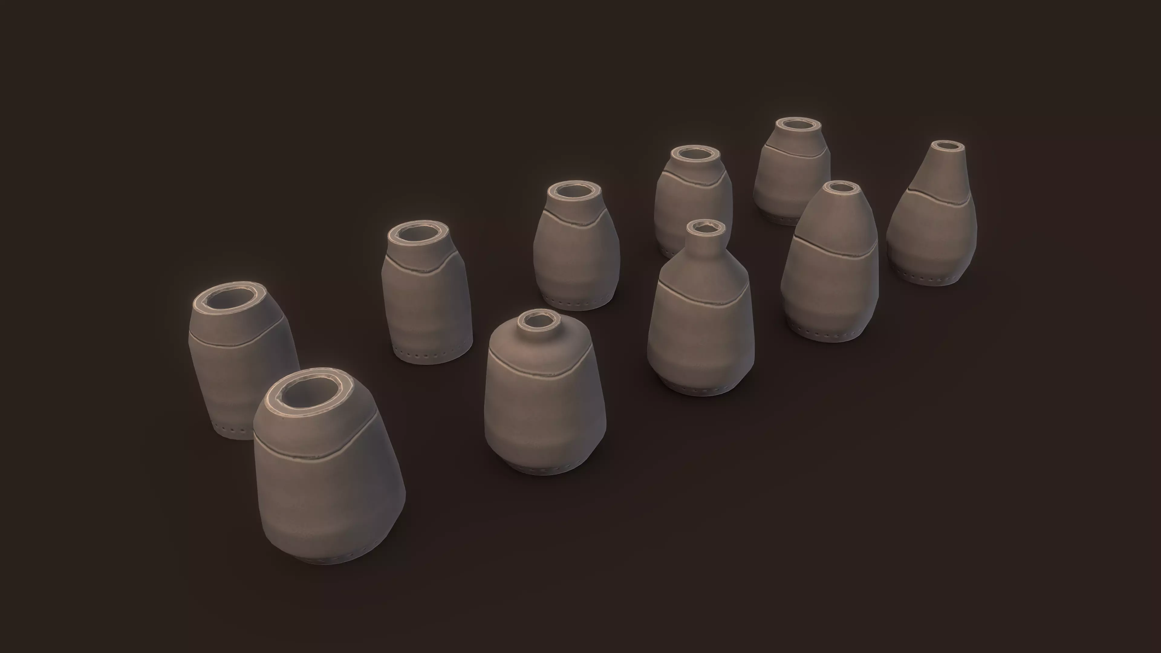 Stylized PBR Urn Pot 2 Pack Low-poly 3D model_0