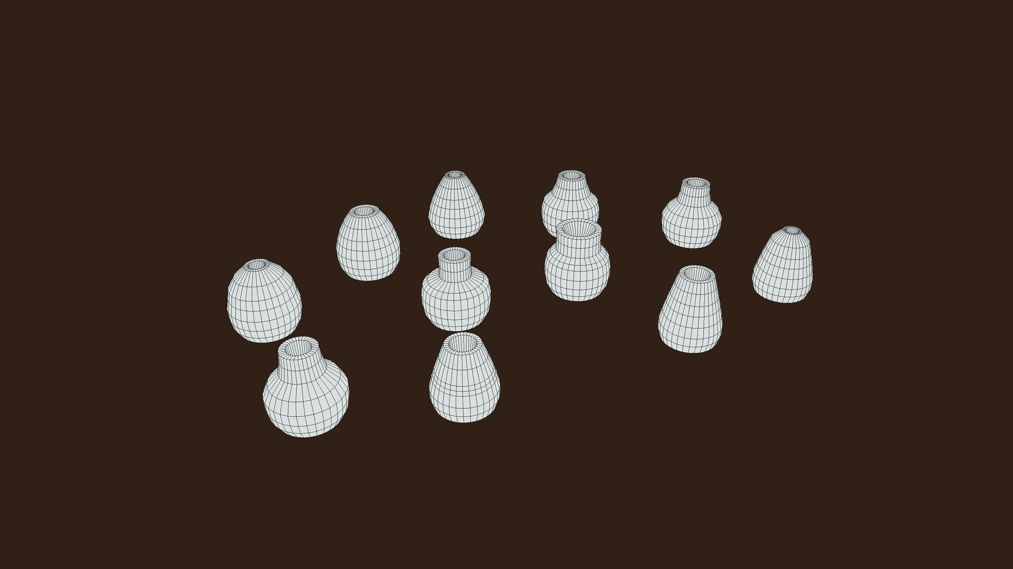 Stylized PBR Urn Pot 3 Pack Low-poly 3D model_4