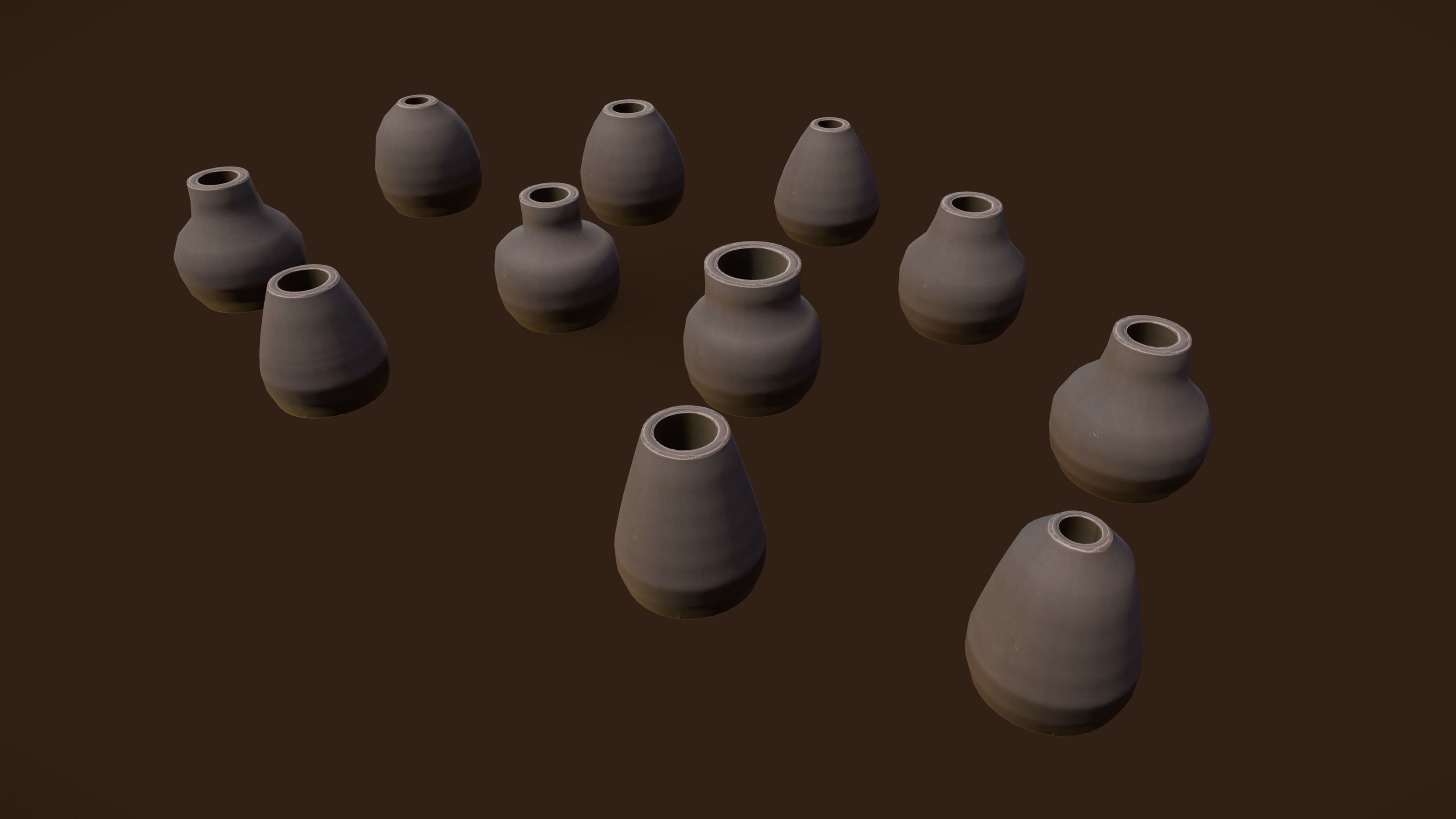 Stylized PBR Urn Pot 3 Pack Low-poly 3D model_2