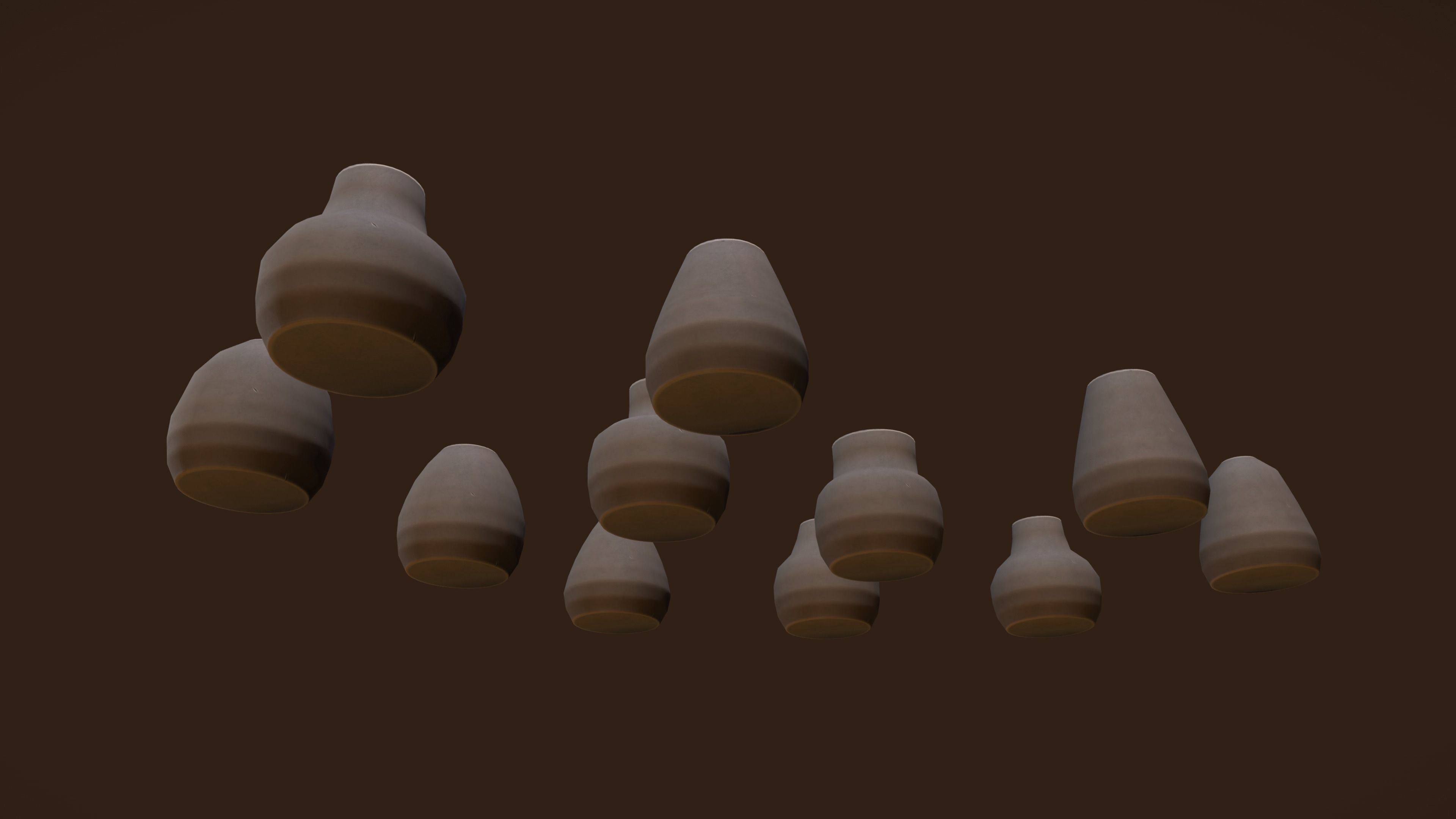 Stylized PBR Urn Pot 3 Pack Low-poly 3D model_3