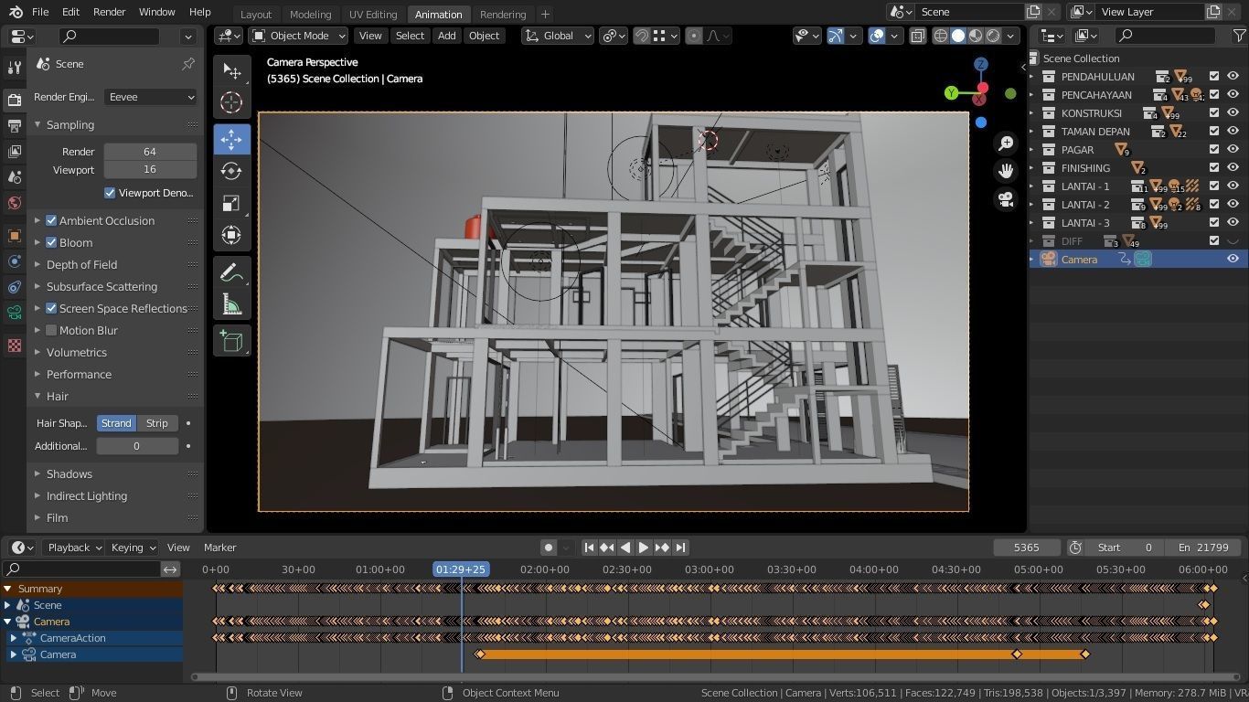 Blender Eevee Minimalist Home Design Low-poly 3D model 3D model_15