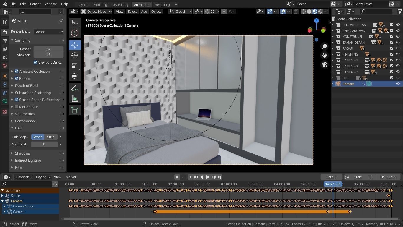 Blender Eevee Minimalist Home Design Low-poly 3D model 3D model_9