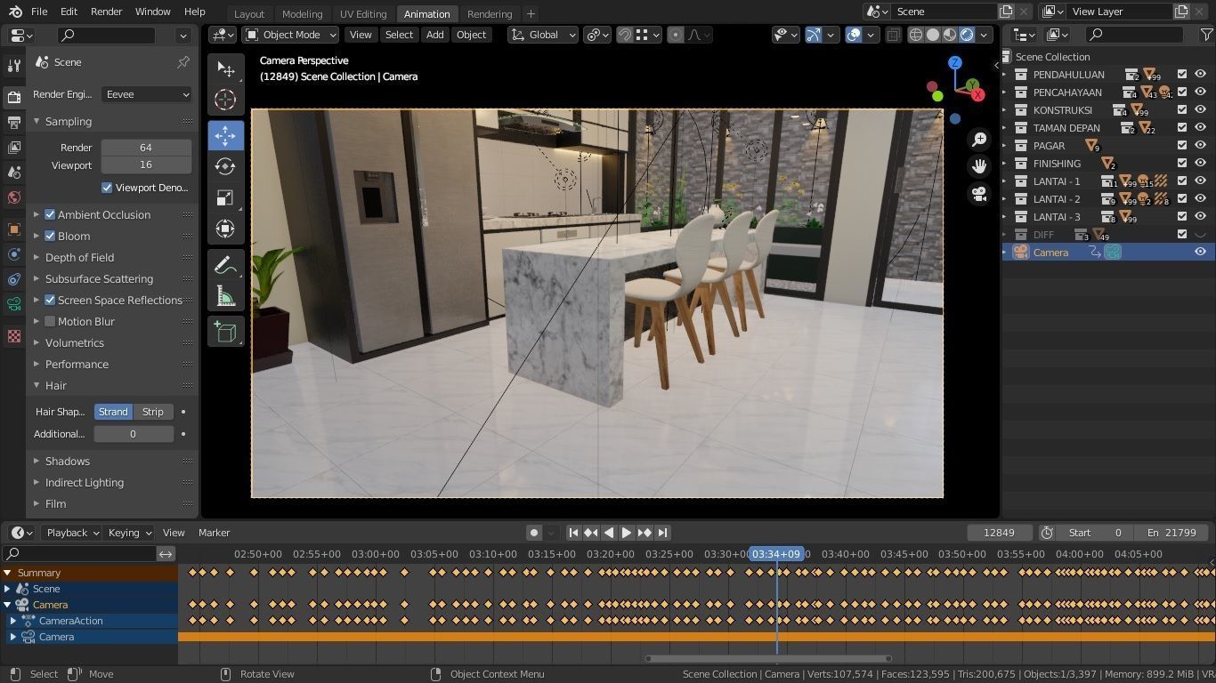 Blender Eevee Minimalist Home Design Low-poly 3D model 3D model_20