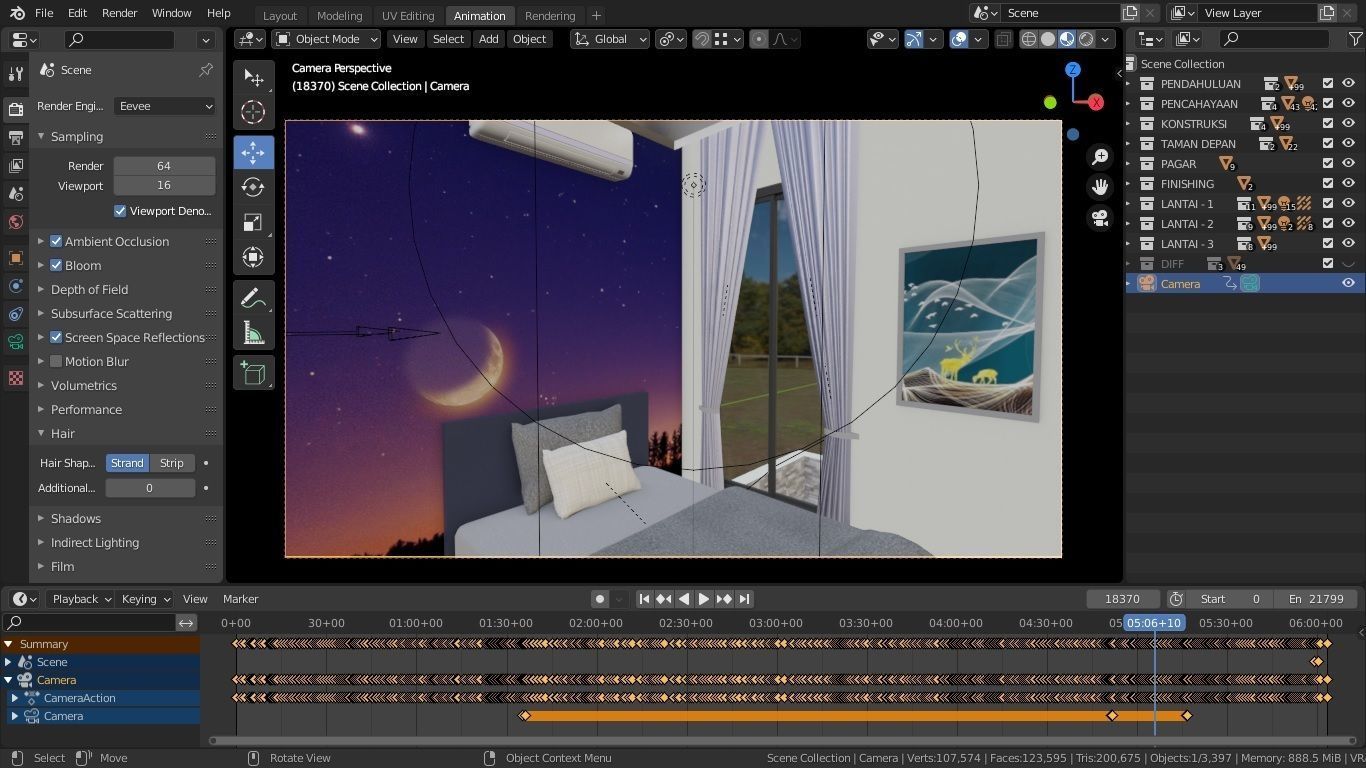 Blender Eevee Minimalist Home Design Low-poly 3D model 3D model_10