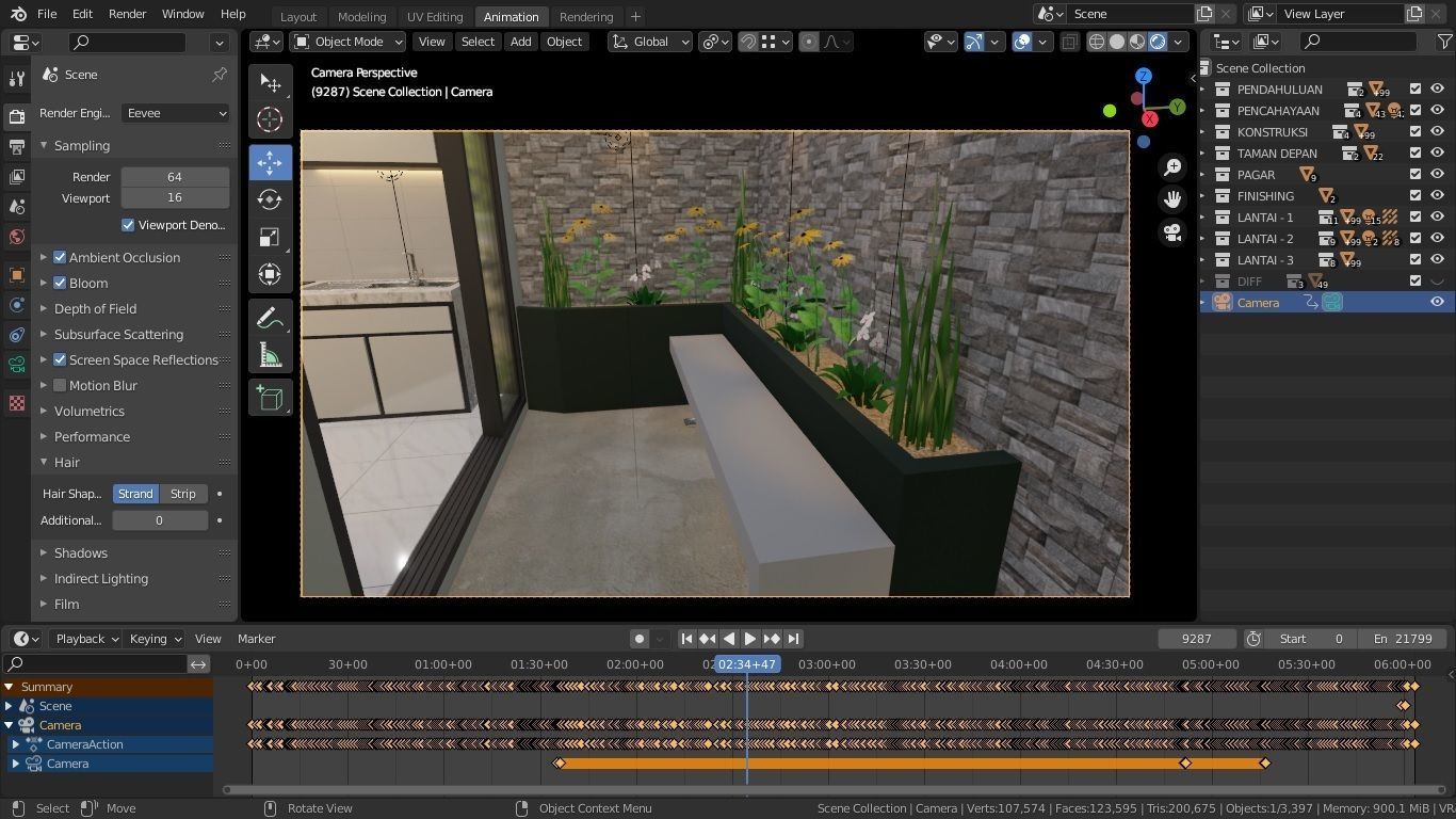 Blender Eevee Minimalist Home Design Low-poly 3D model 3D model_19