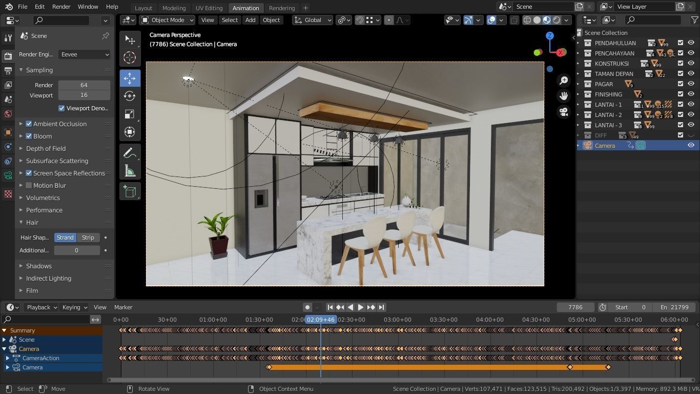Blender Eevee Minimalist Home Design Low-poly 3D model 3D model_6