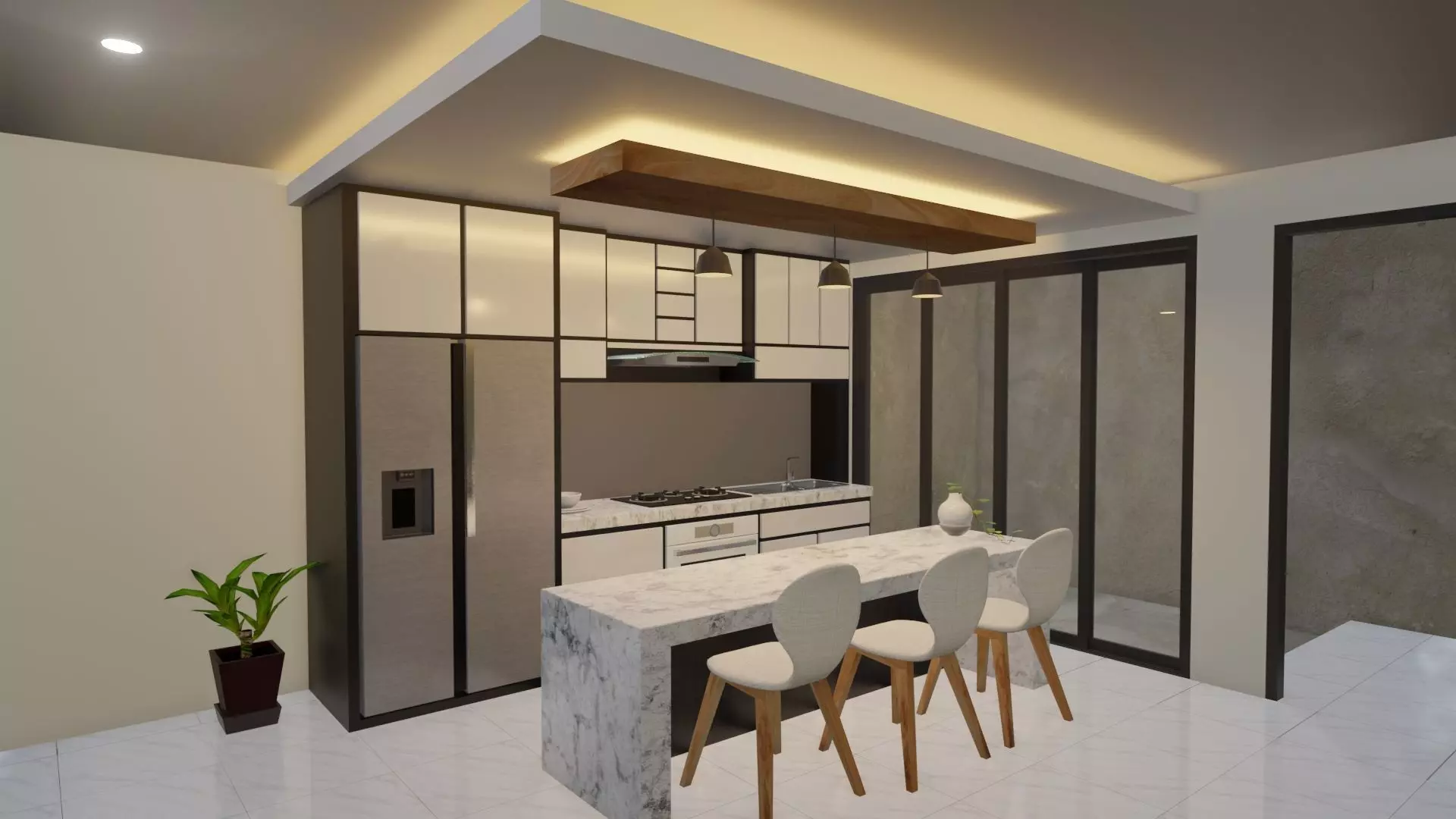 Blender Eevee Minimalist Home Design Low-poly 3D model 3D model_0